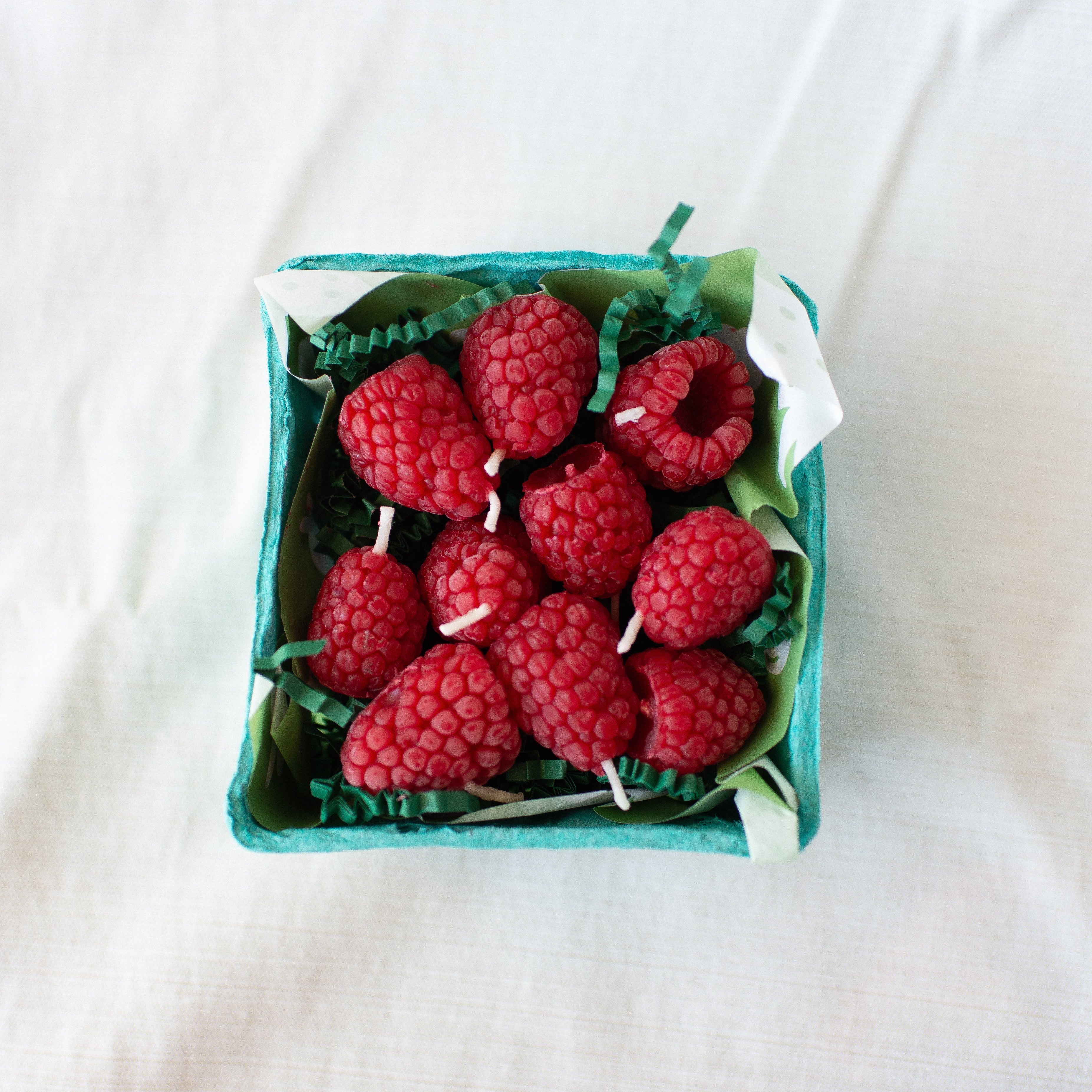 Raspberry Birthday Candle Set of 10 shown from above