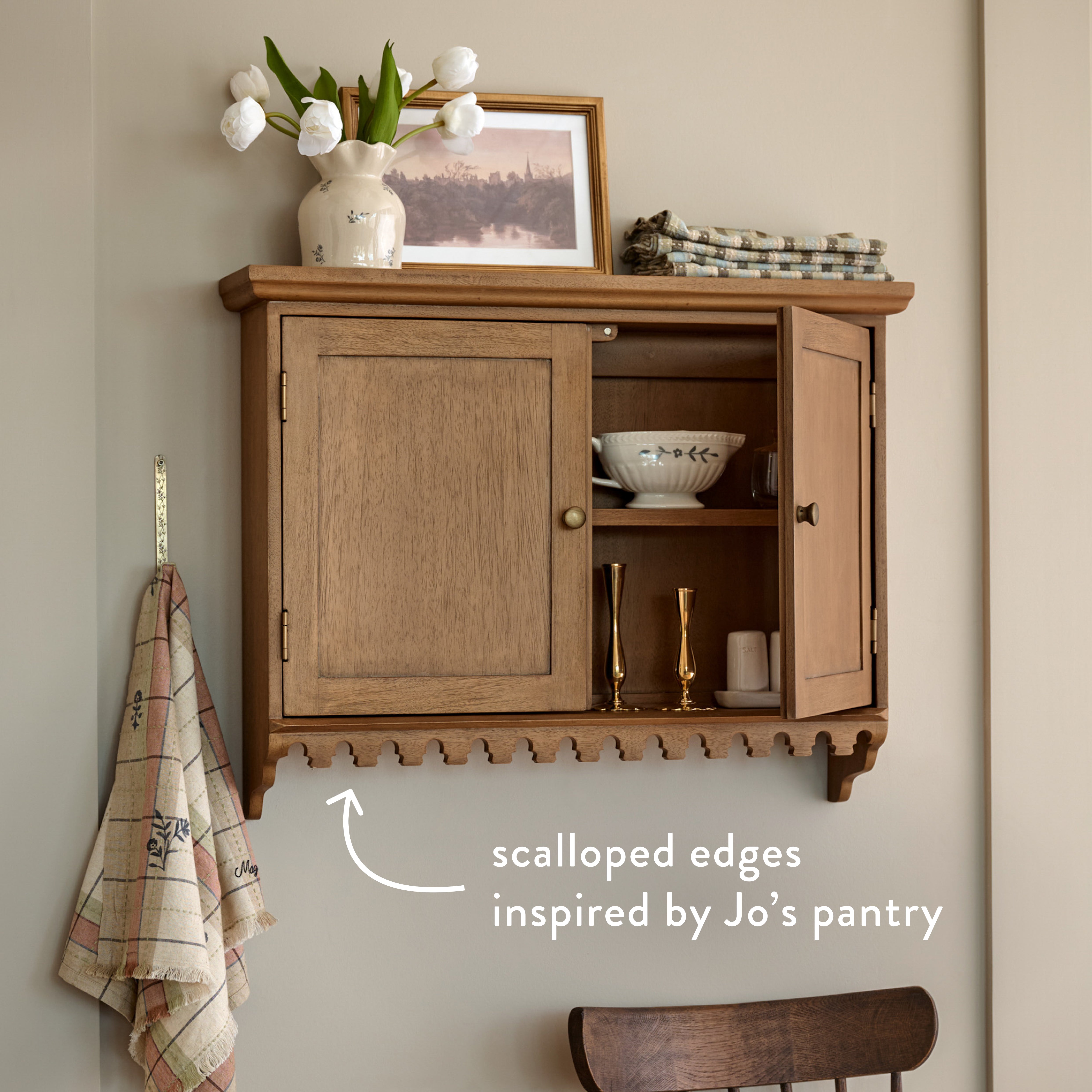 Archie Scalloped Wood Wall Cabinet