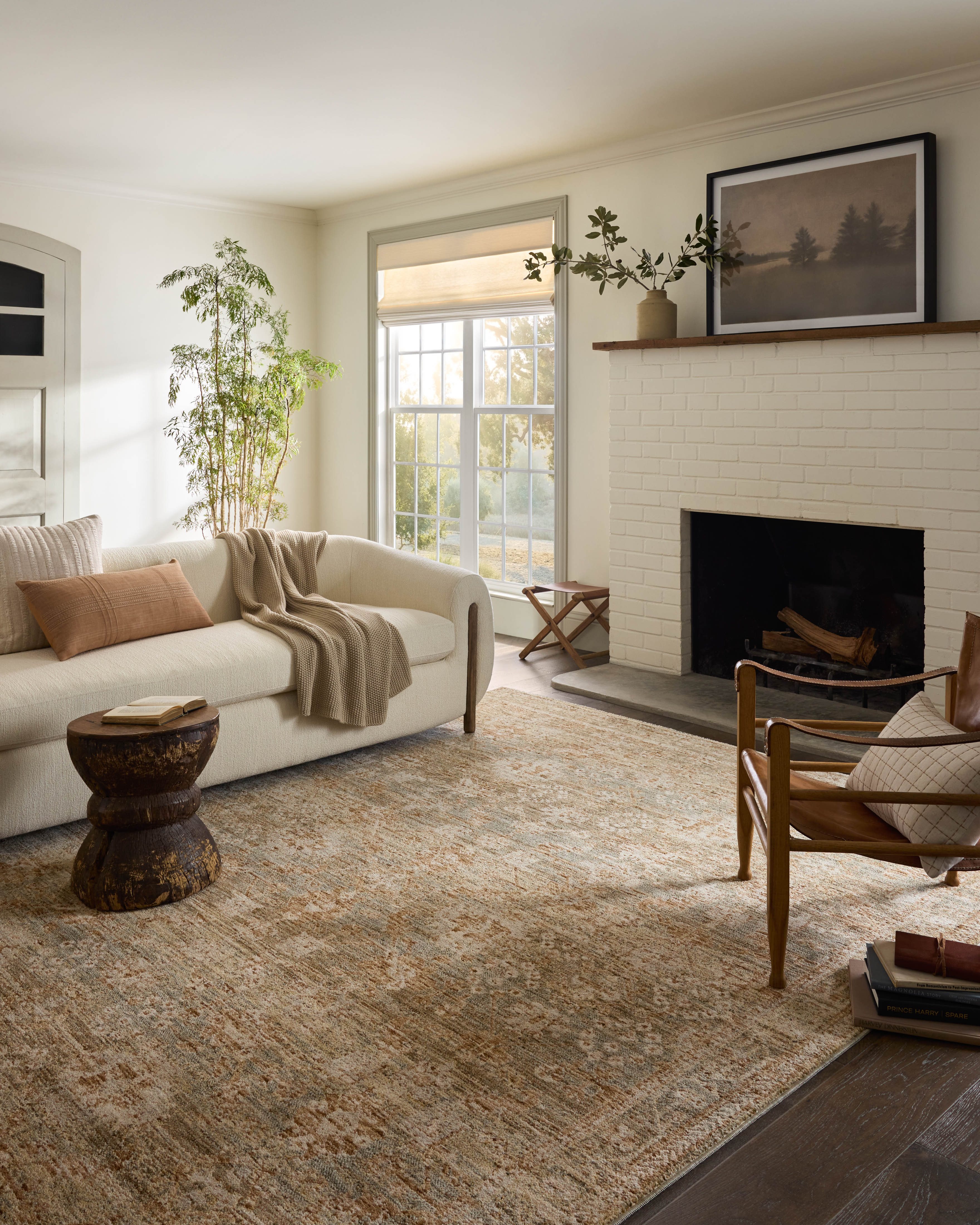 Junie Spice Multi Rug shown in bright living room