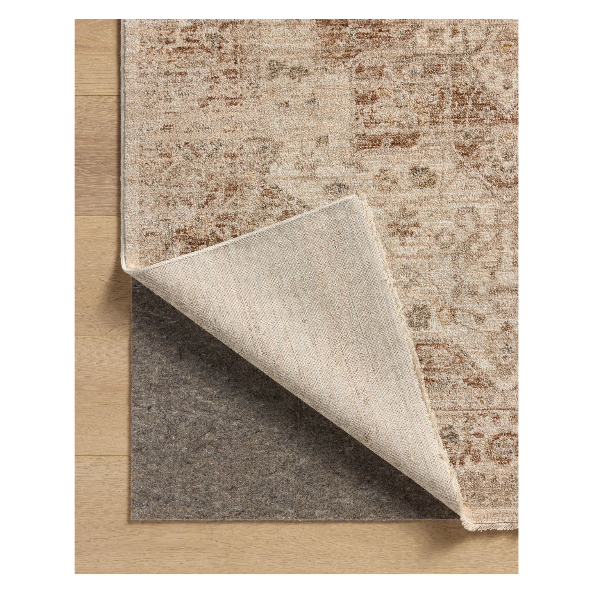 Junie Natural Clay Rug corner shown flipped up
