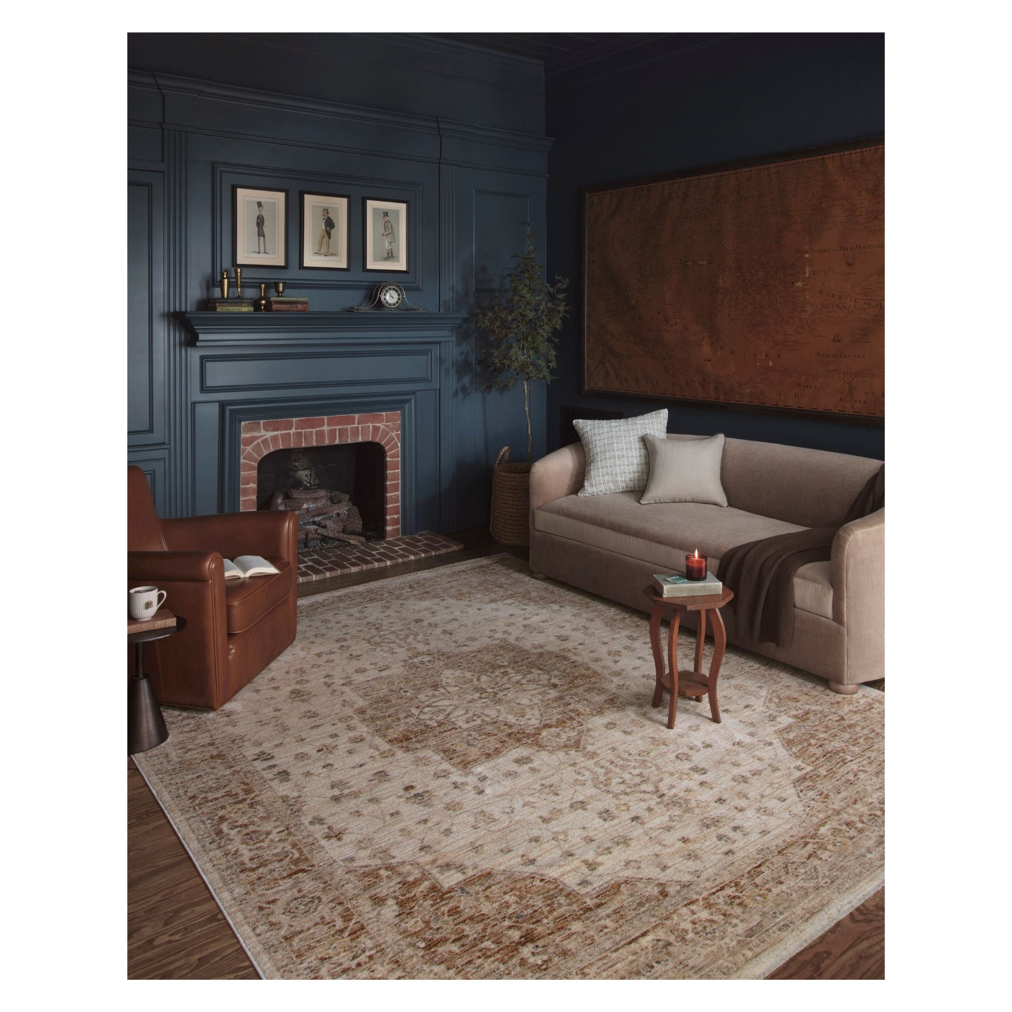 Junie Natural Clay Rug shown in living room