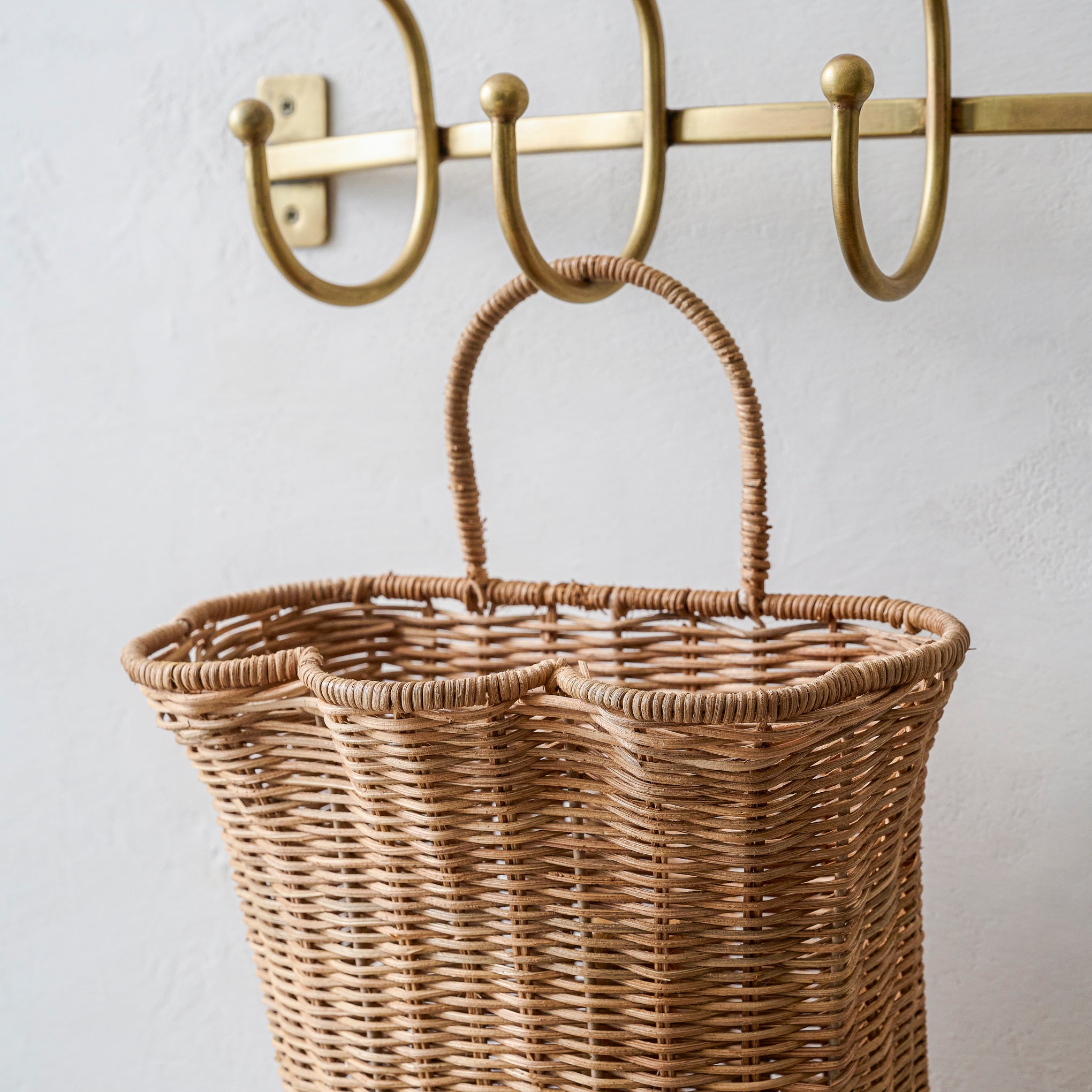 detail view of scallop edge on Woven Scalloped Wall Basket