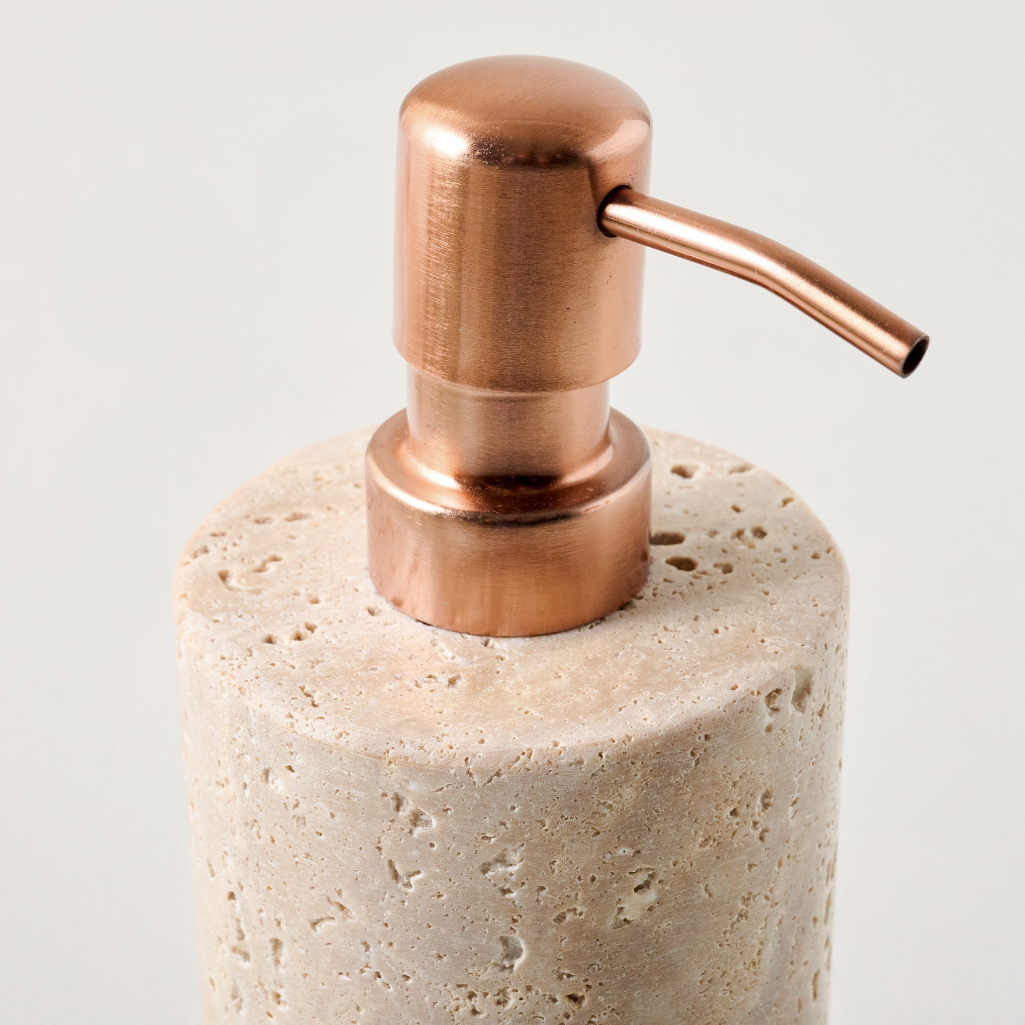 Travertine Soap Dispenser up close