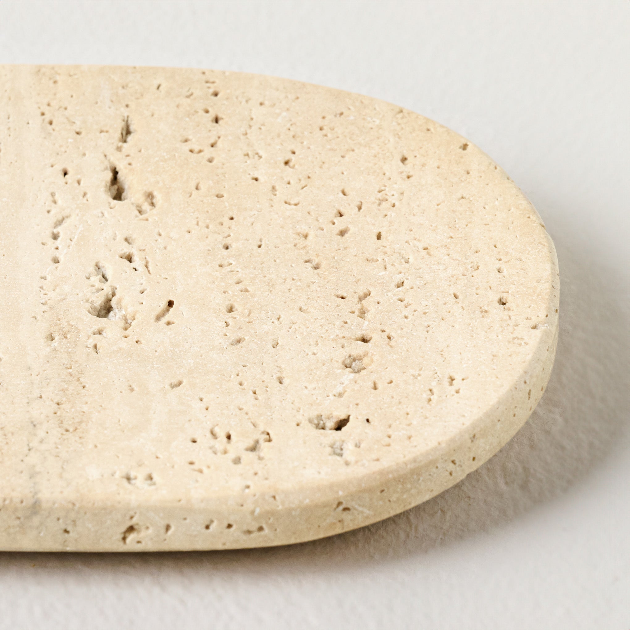 Travertine Soap Dish up close