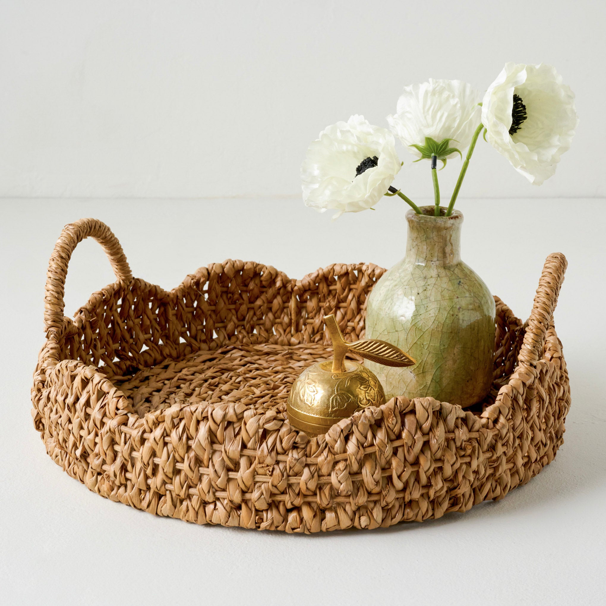 Solene Woven Scalloped Tray shown styled