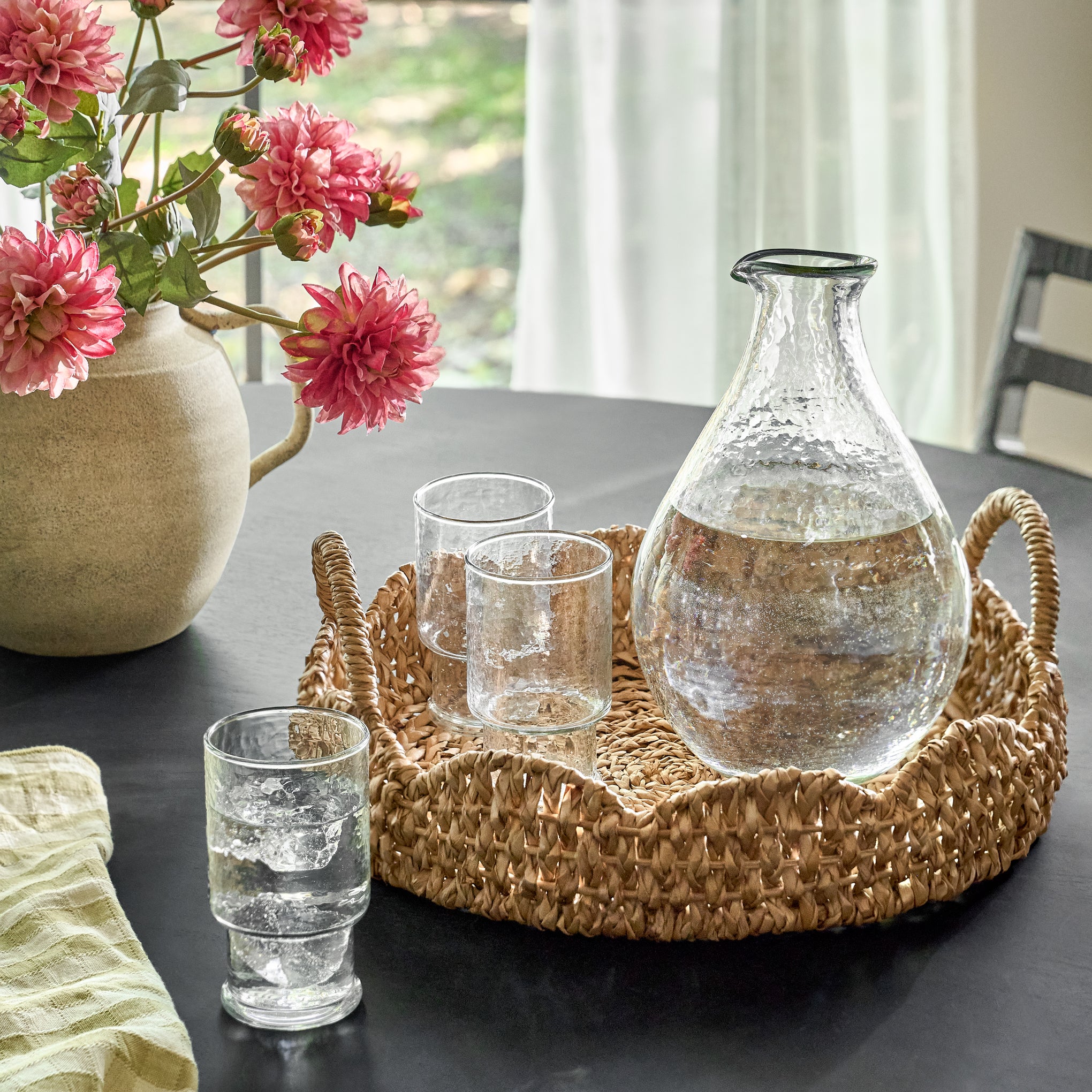 Recycled Glass Globe Carafe on a table