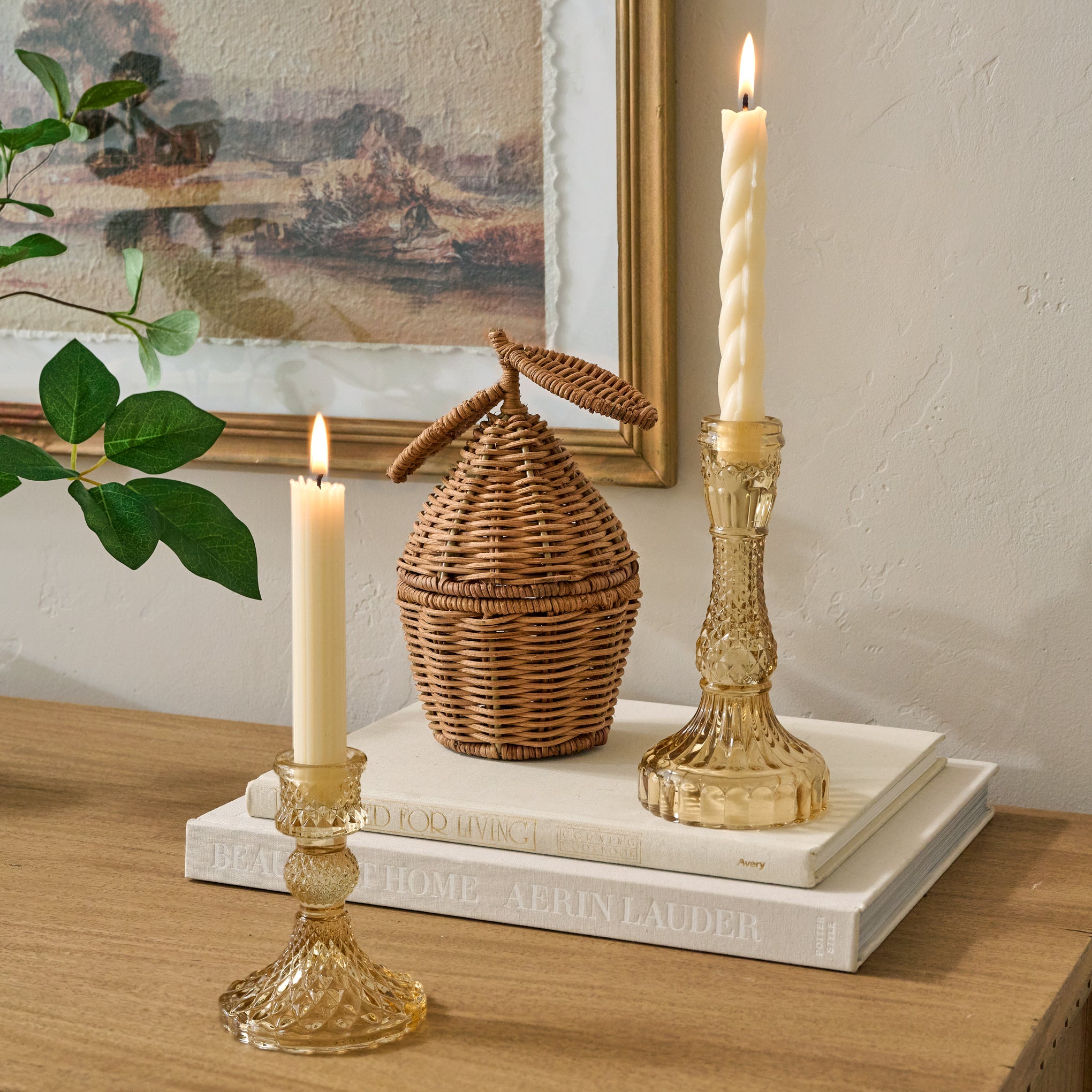 Woven Lemon Canister shown styled 