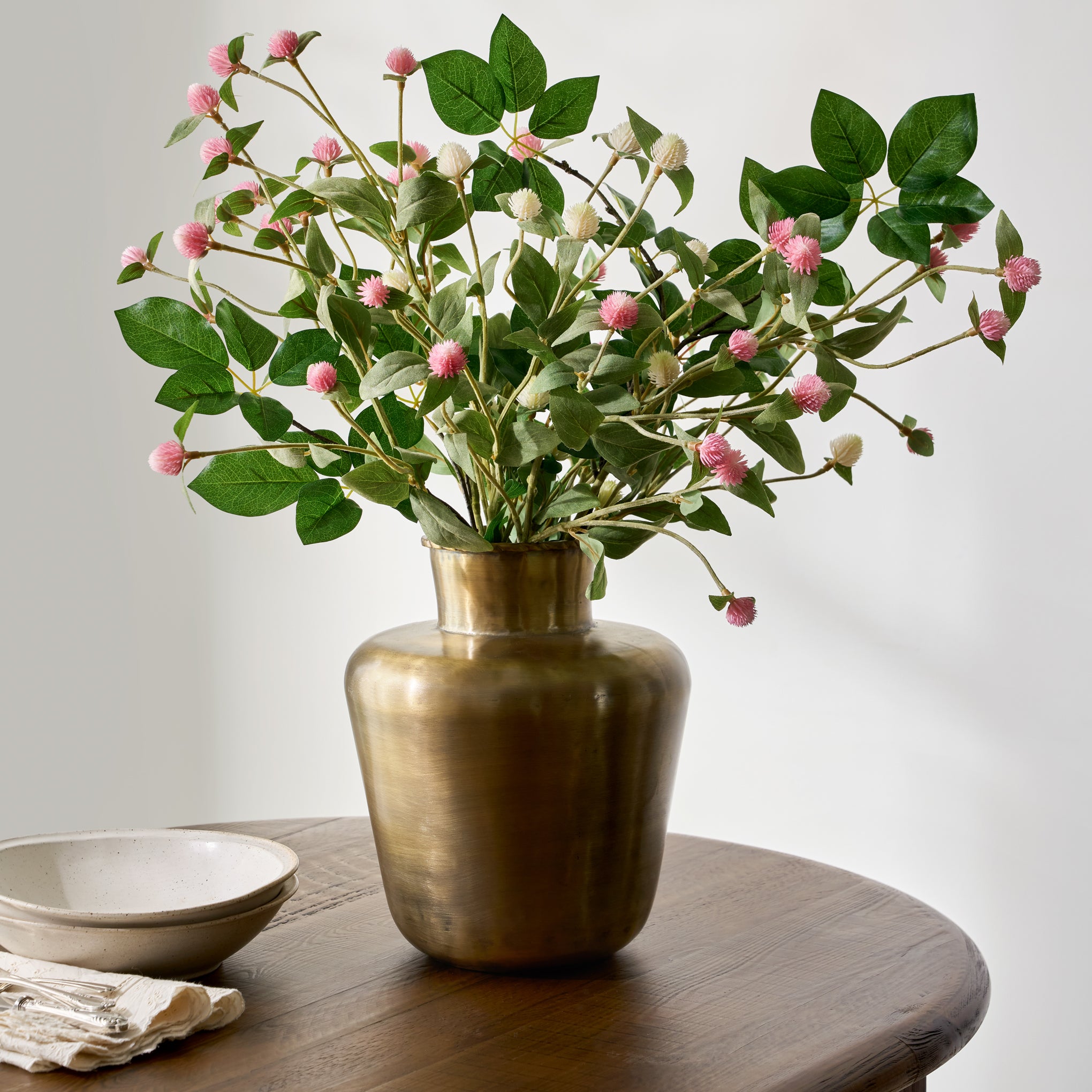Oversized Schefflera Leaf Branch shown in vase styled with other florals