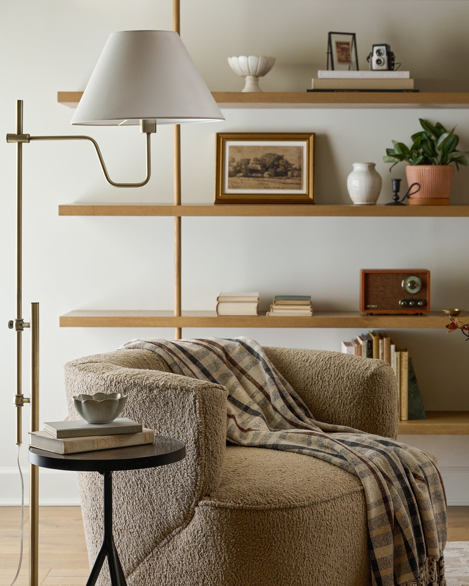 Maren Library Floor Lamp in a living room