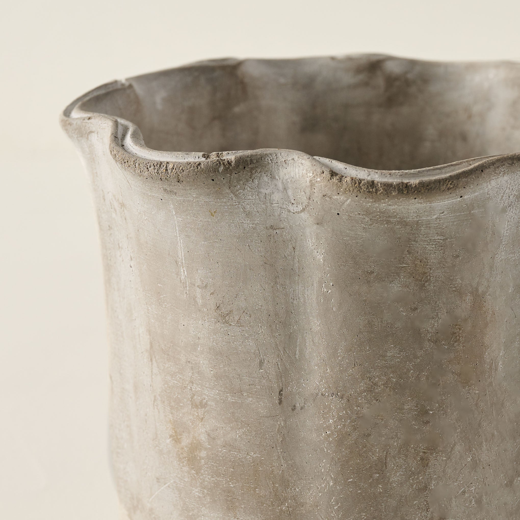 Alice Scalloped Cement Planter close up