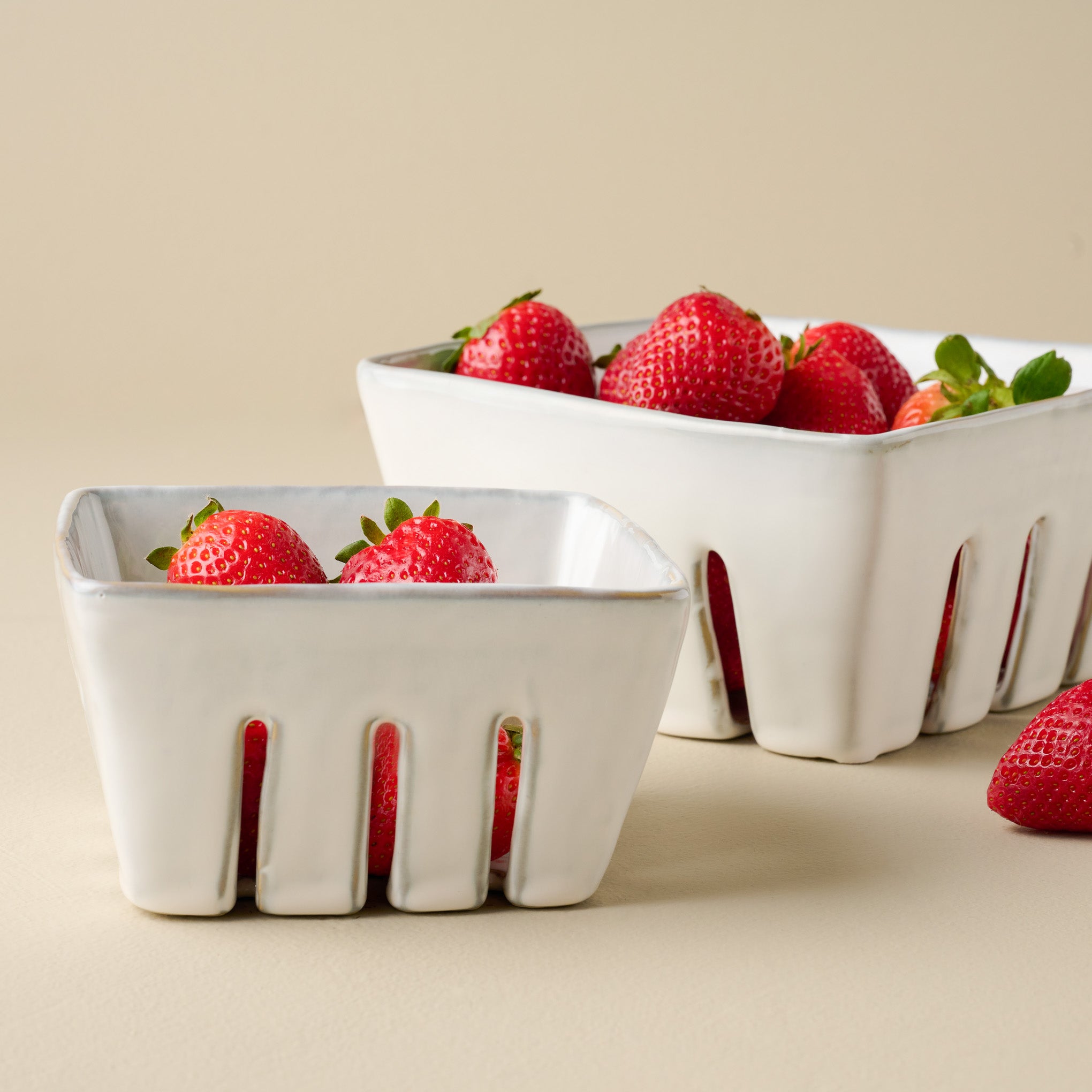 Magnoliass Est. Berry Bowl Set in use with strawberries