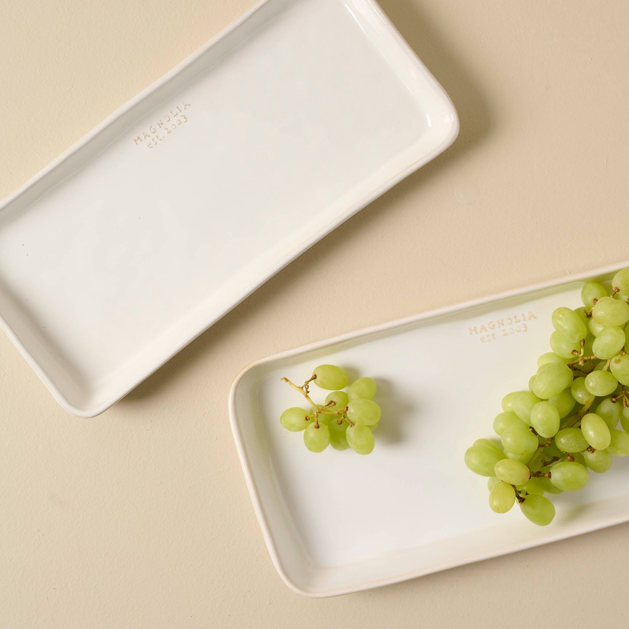 Magnoliass Est. Ceramic Rectangular Platter with green grapes