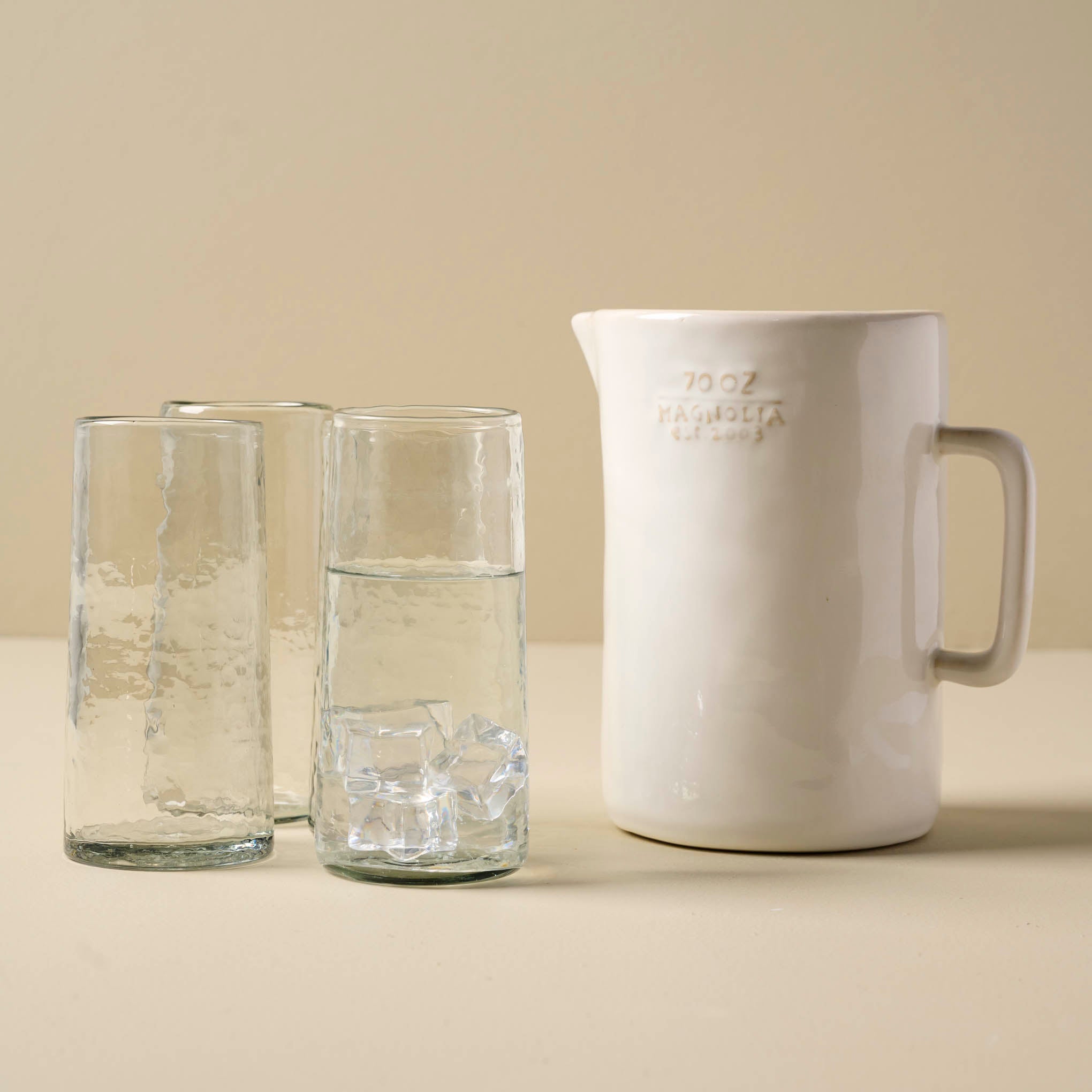Magnoliass Est. Ceramic Pitcher with water glasses