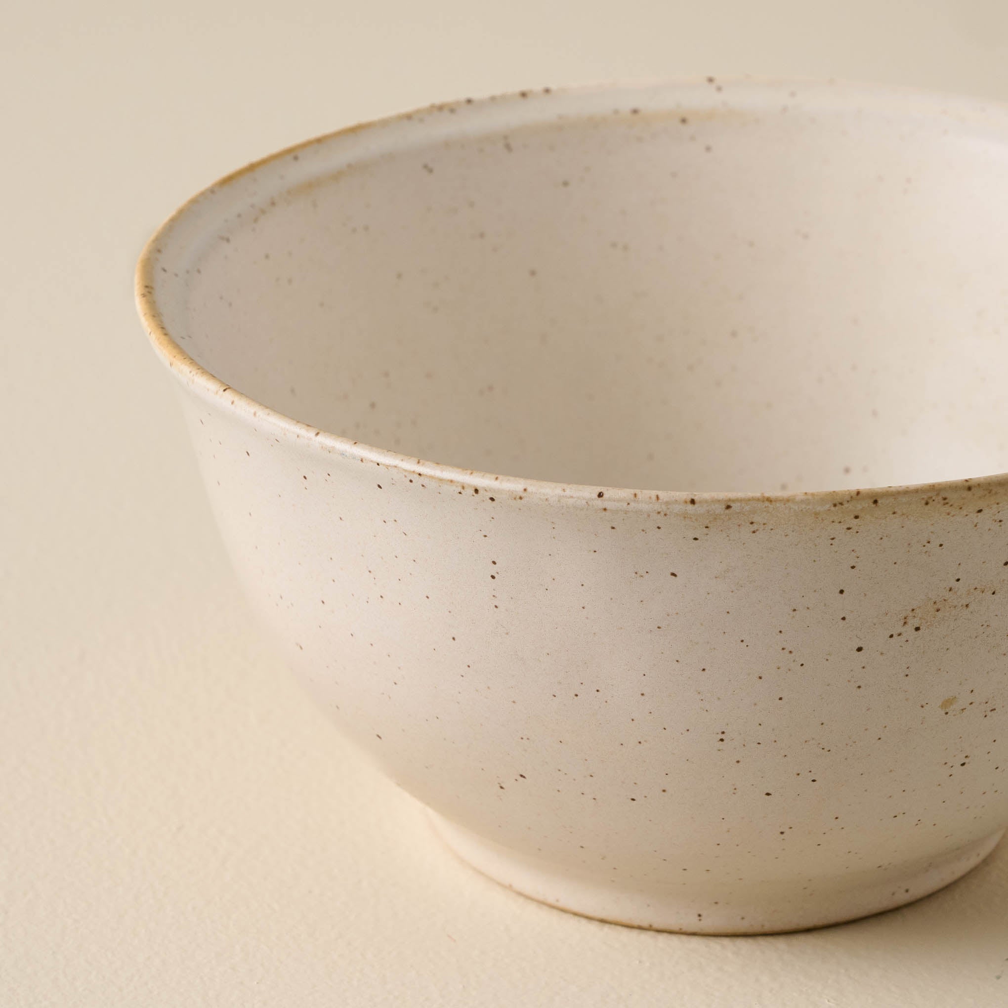 French White Speckle Cereal Bowl close up