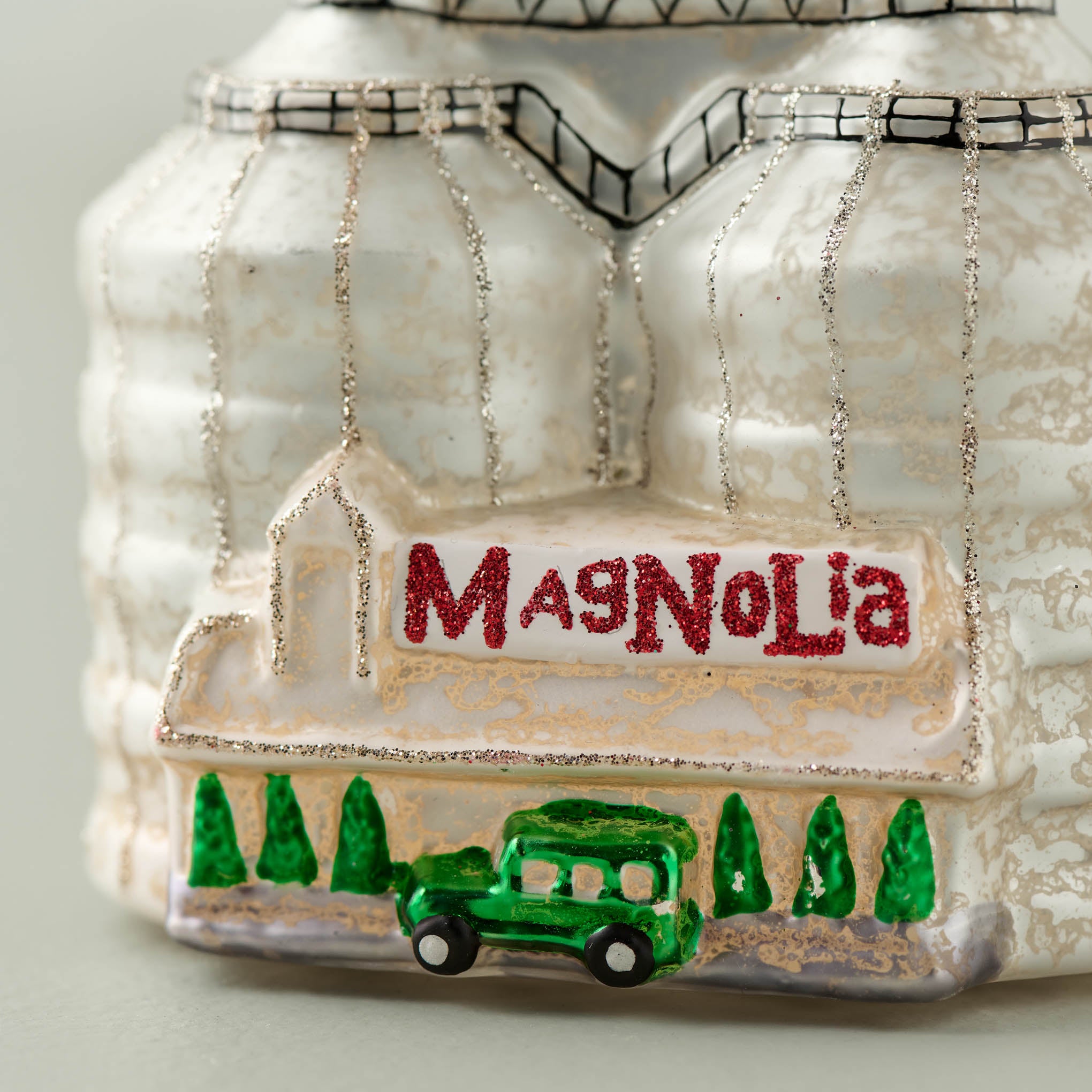 Magnoliass Silos Vintage Glass Ornament close up