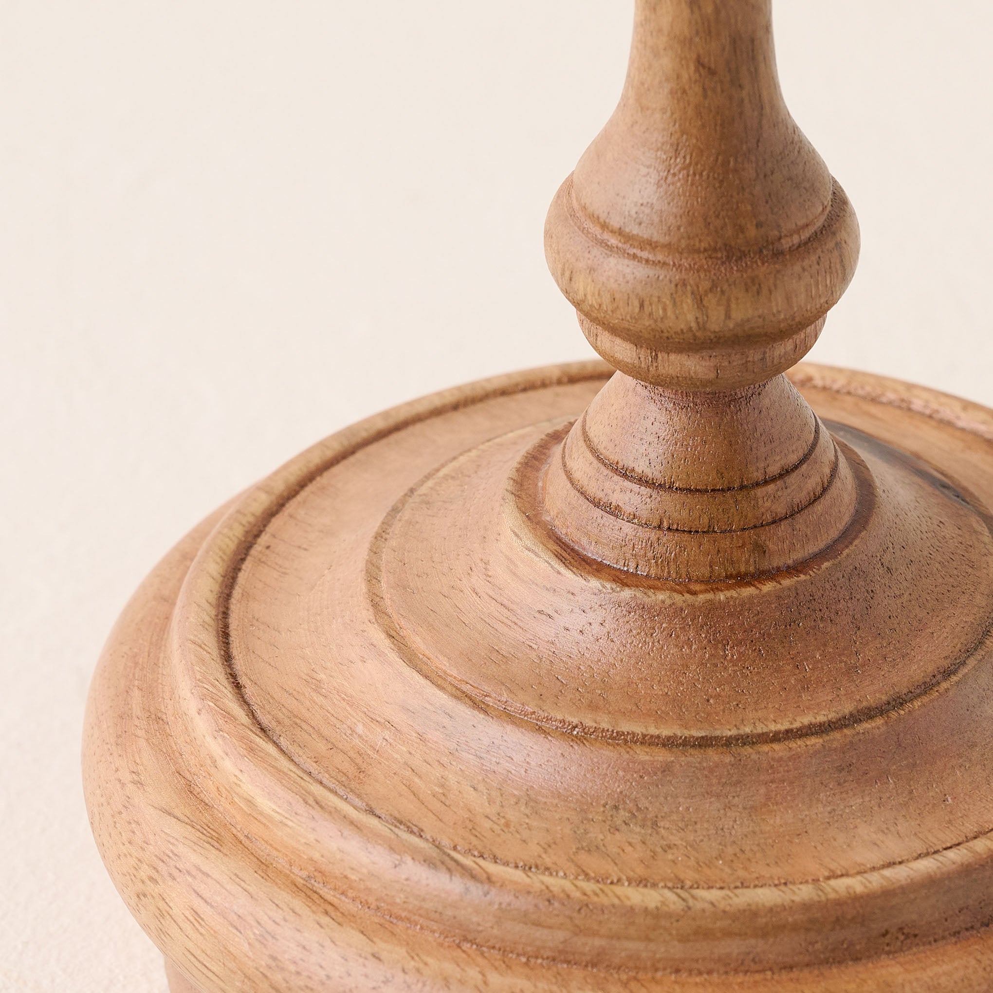 Turned Wood Taper Holder close up of base