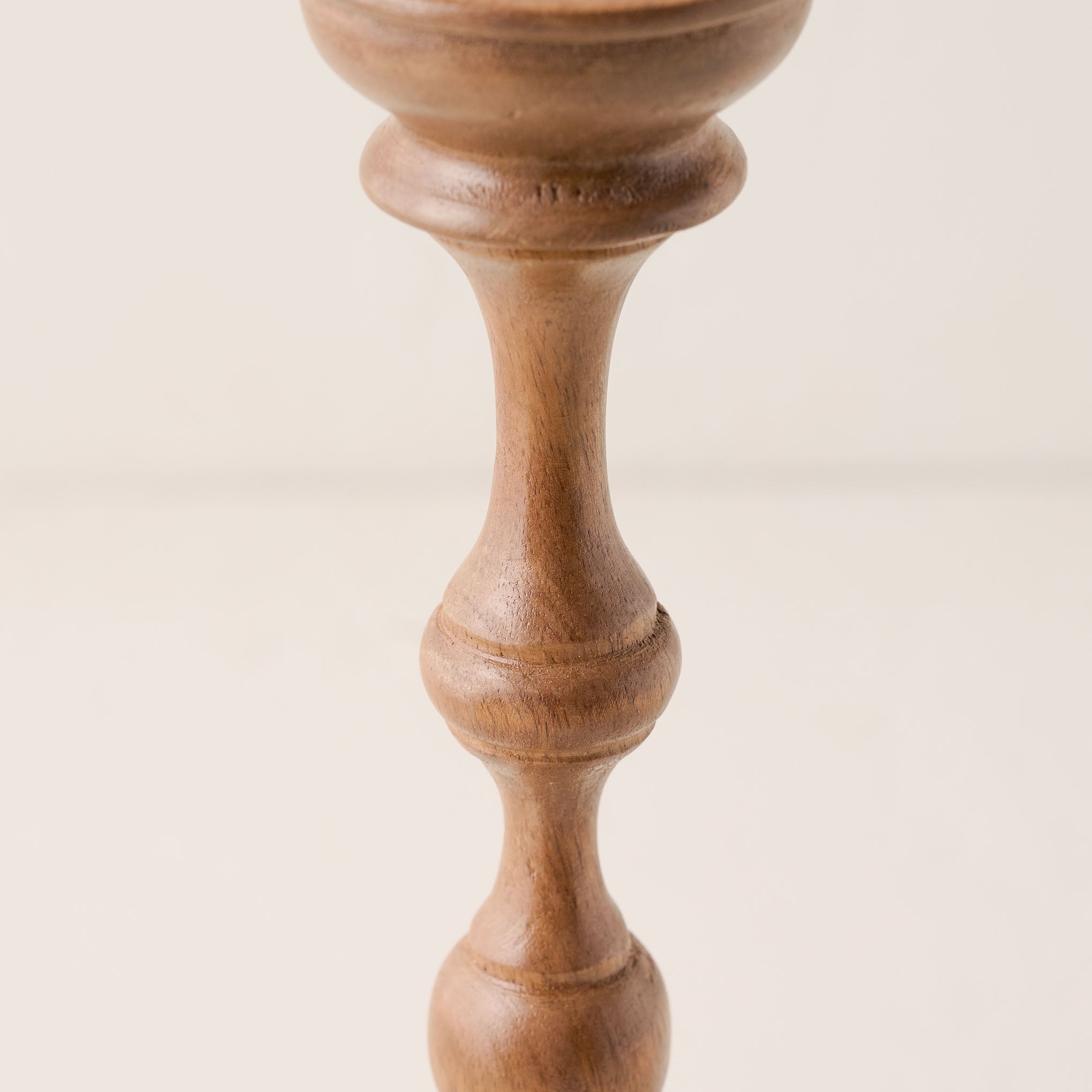 Turned Wood Taper Holder close up