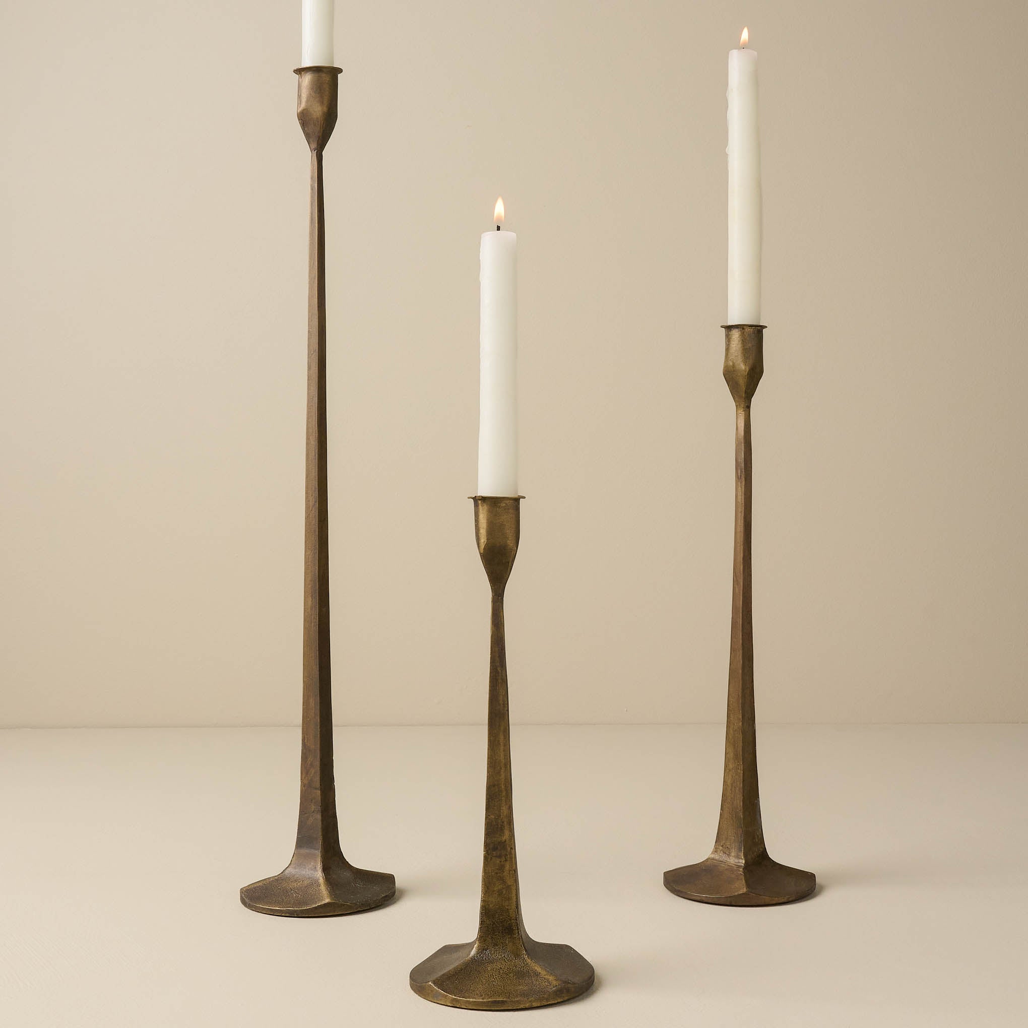 Antique Brass Gatecrest tall medium and short with candlesticks