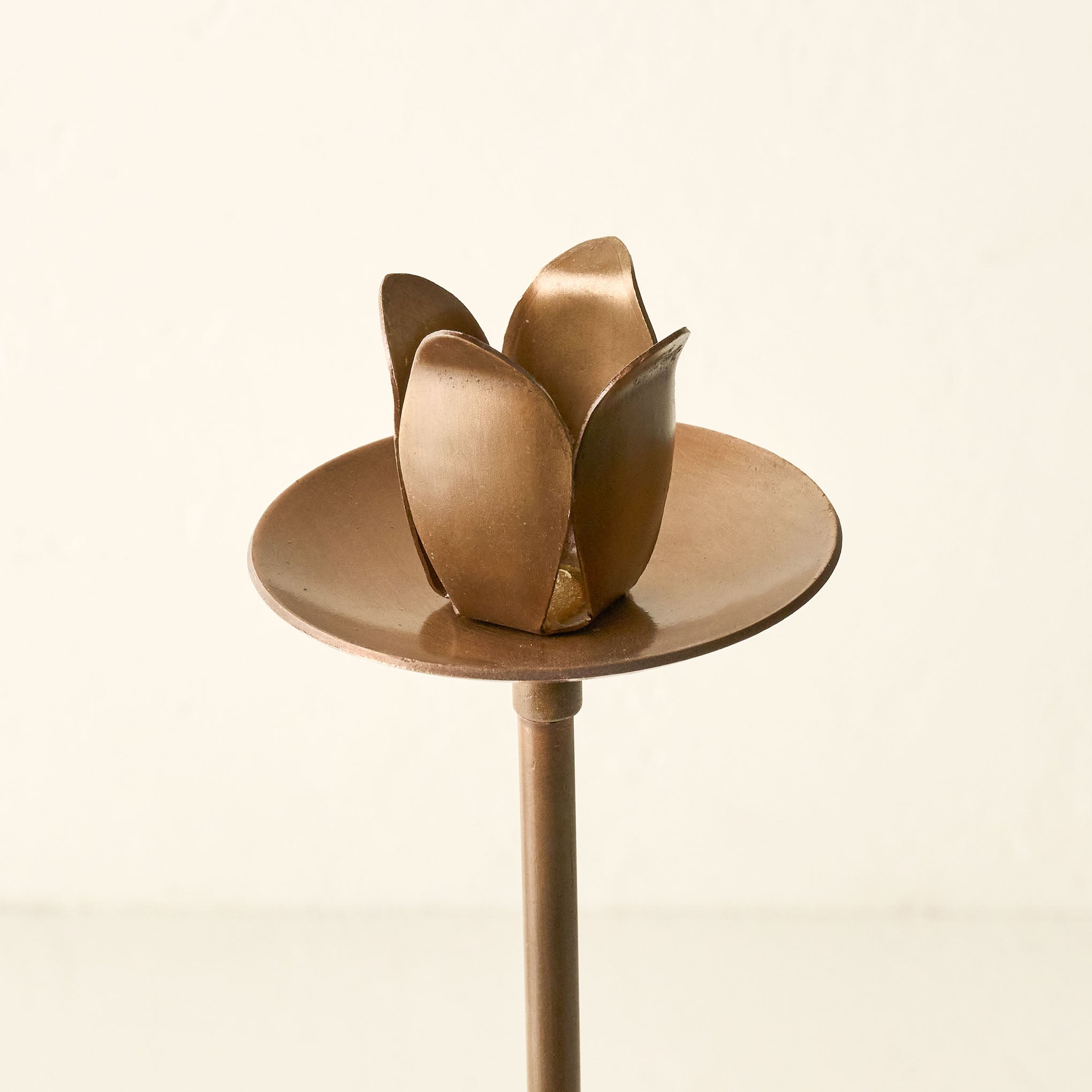 Antique Brass Tulip Taper Holder close up