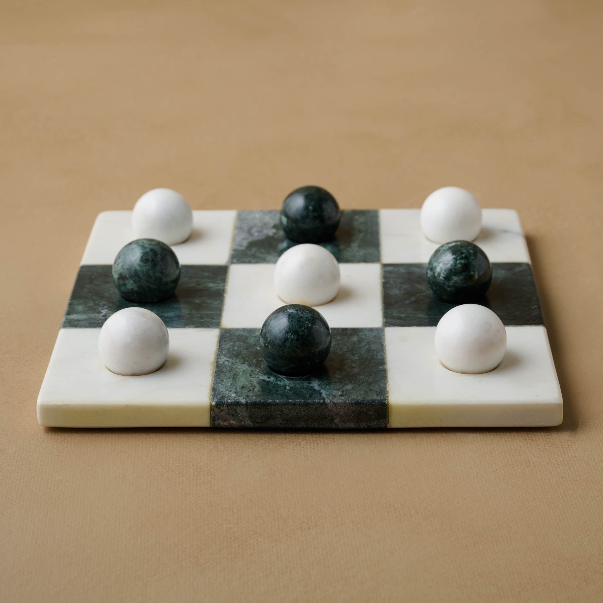 Green and White Marble Tic Tac Toe