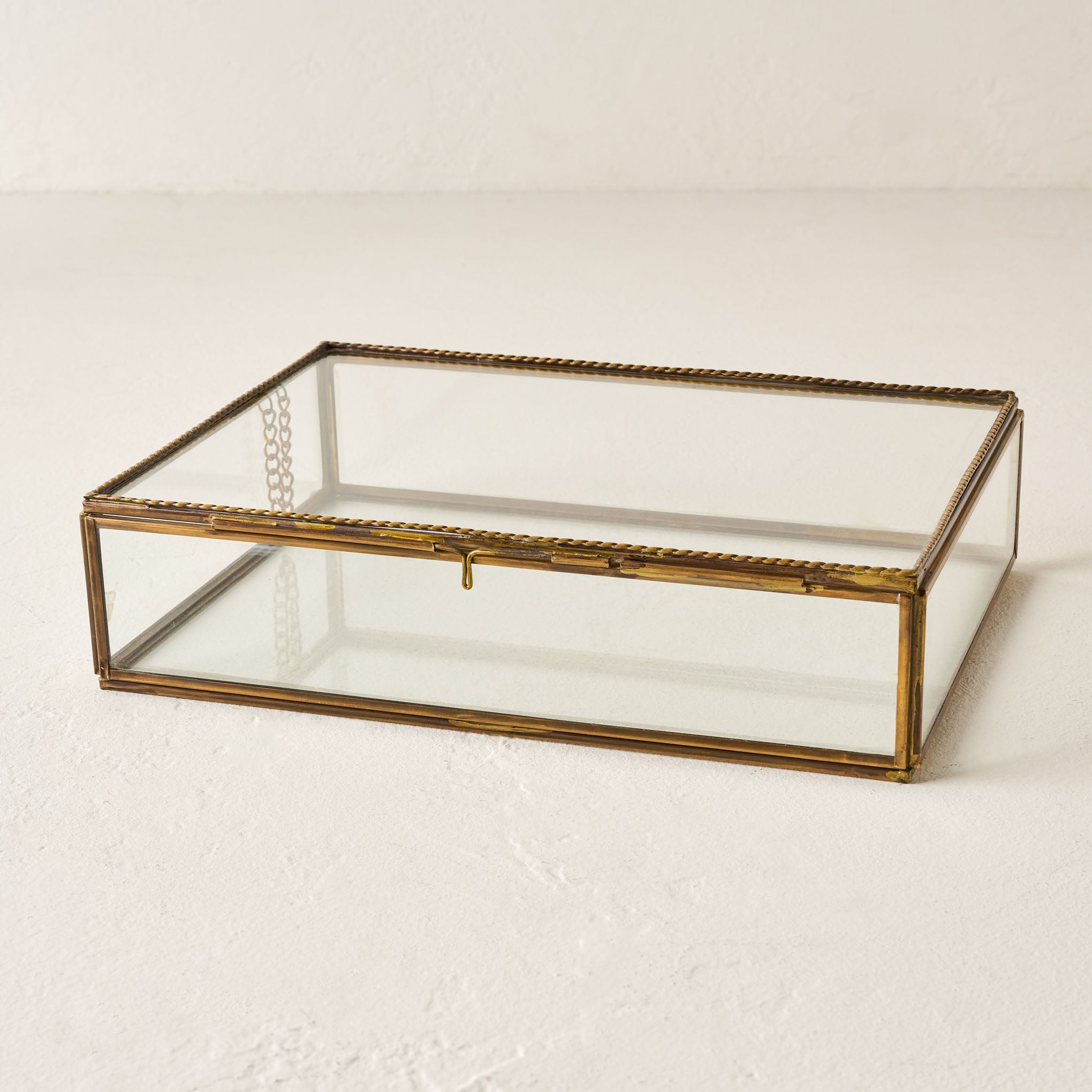 Large Rope Detail Glass Antique Box