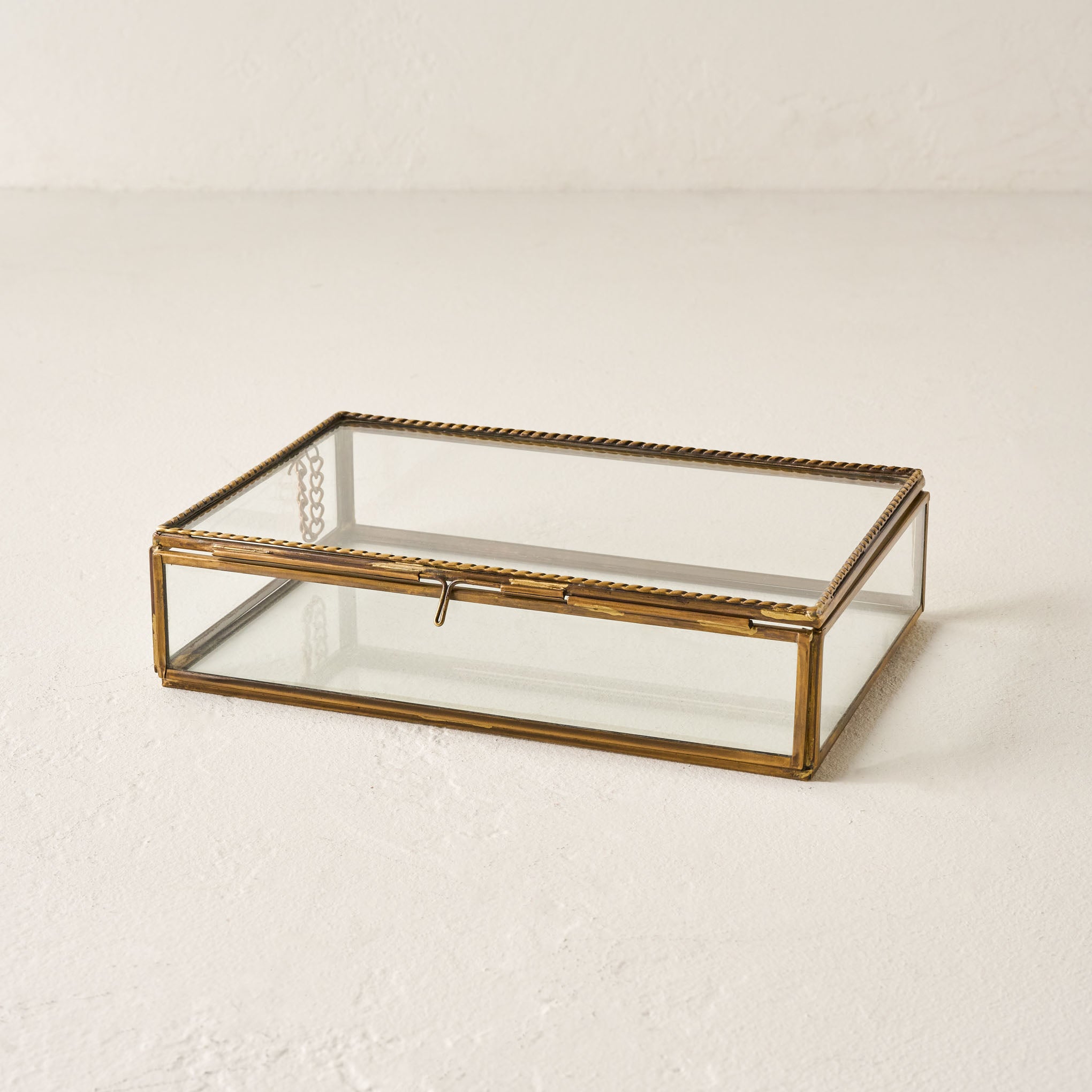 Small Rope Detail Glass Antique Box