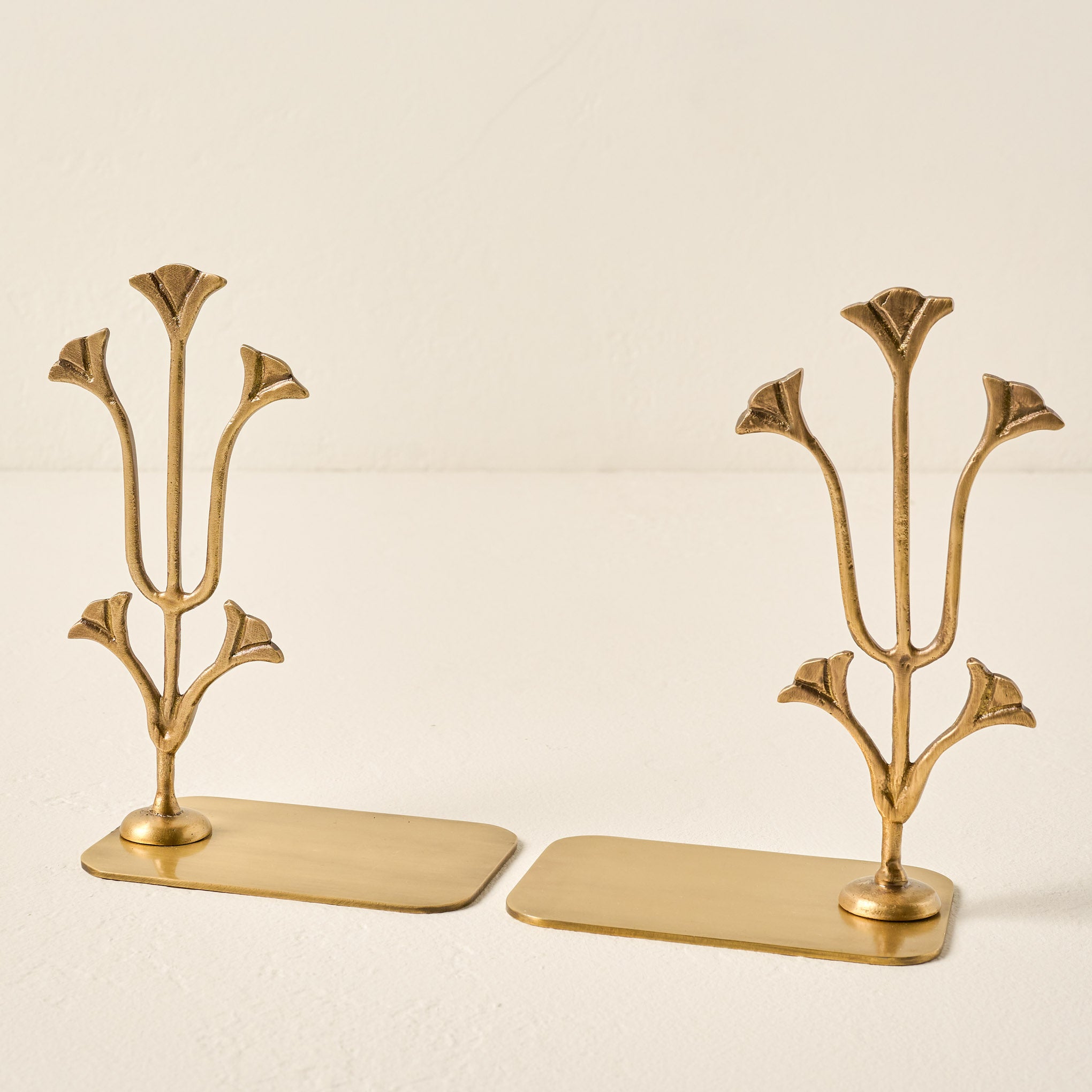 Antique Brass Tulip Bookends