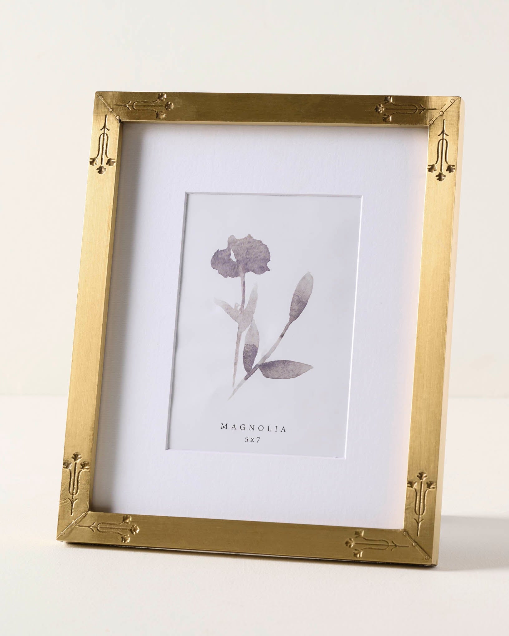 5x7 Floral Antique Brass Photo Frame