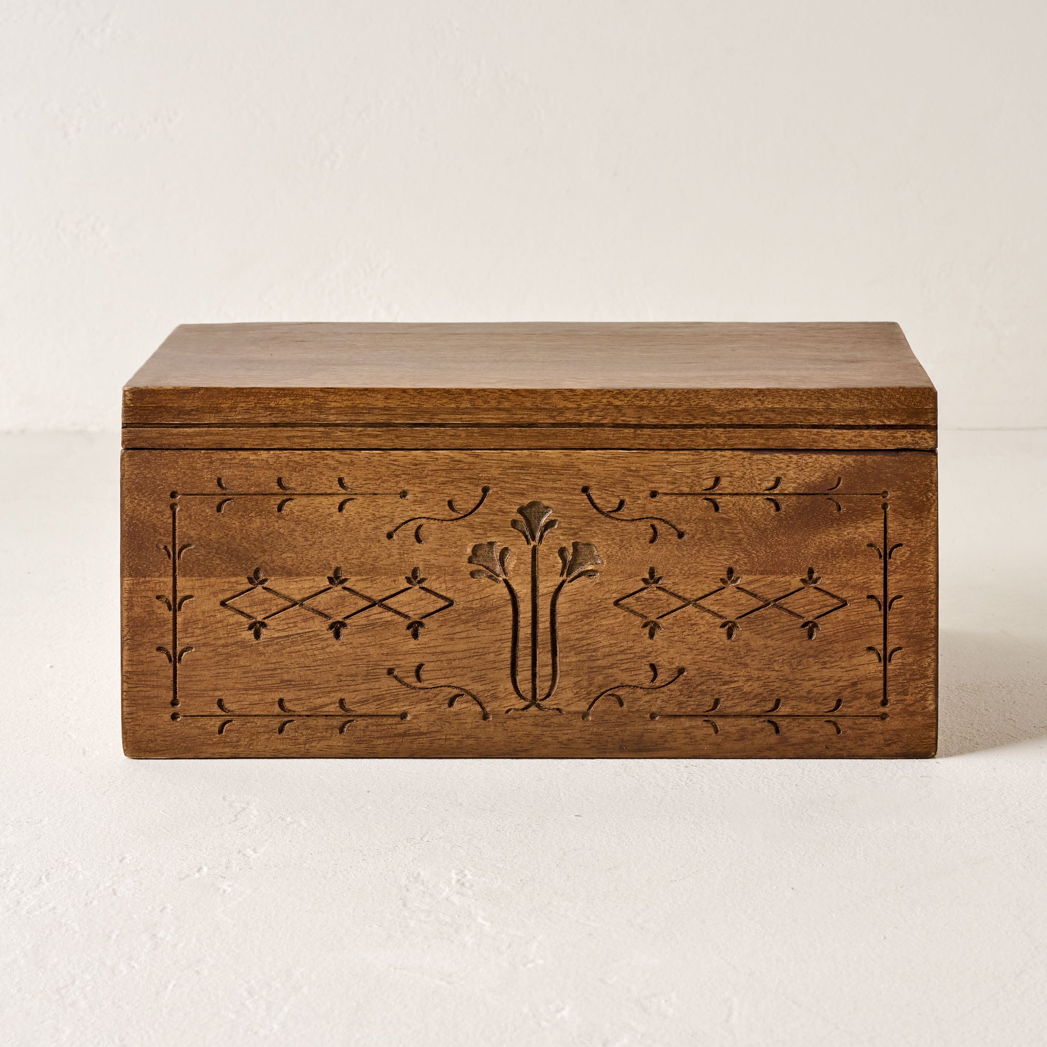 Large Etched Wood Keepsake Box