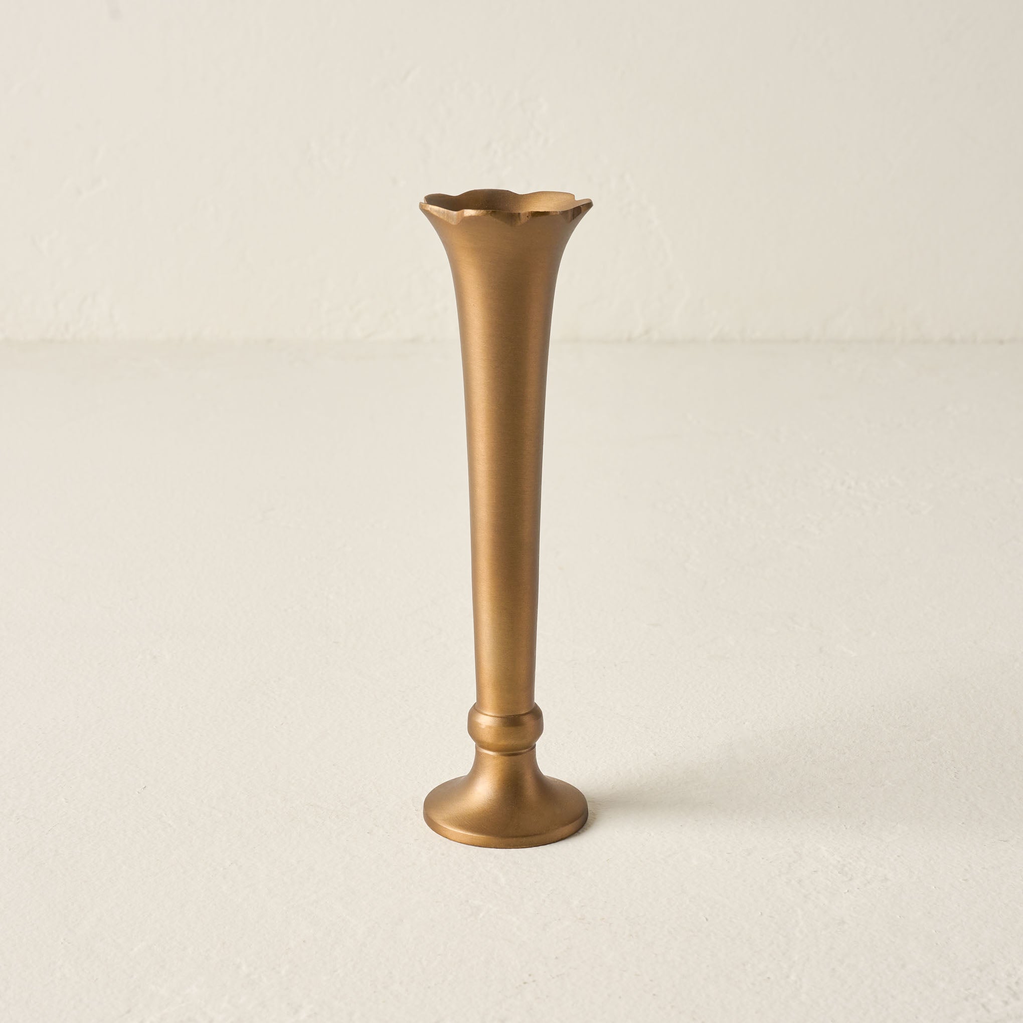 Flannery Scalloped Brass Bud Vase - tall