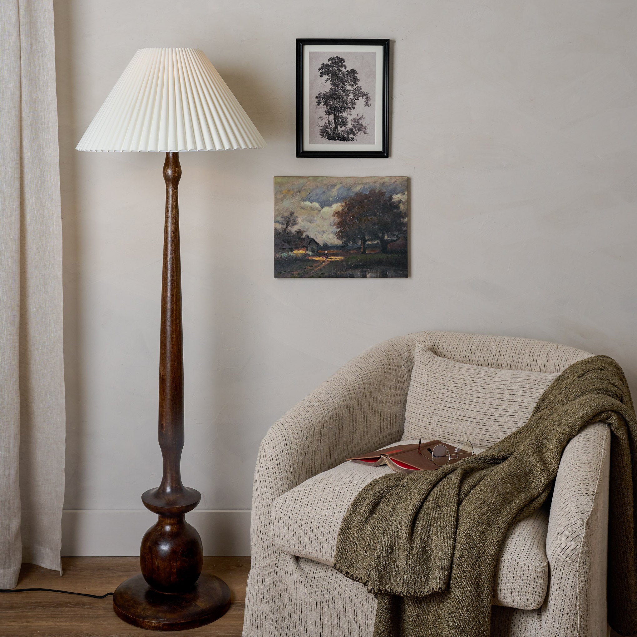 Green Remie Oversized Boucle Throw shown draped over chair