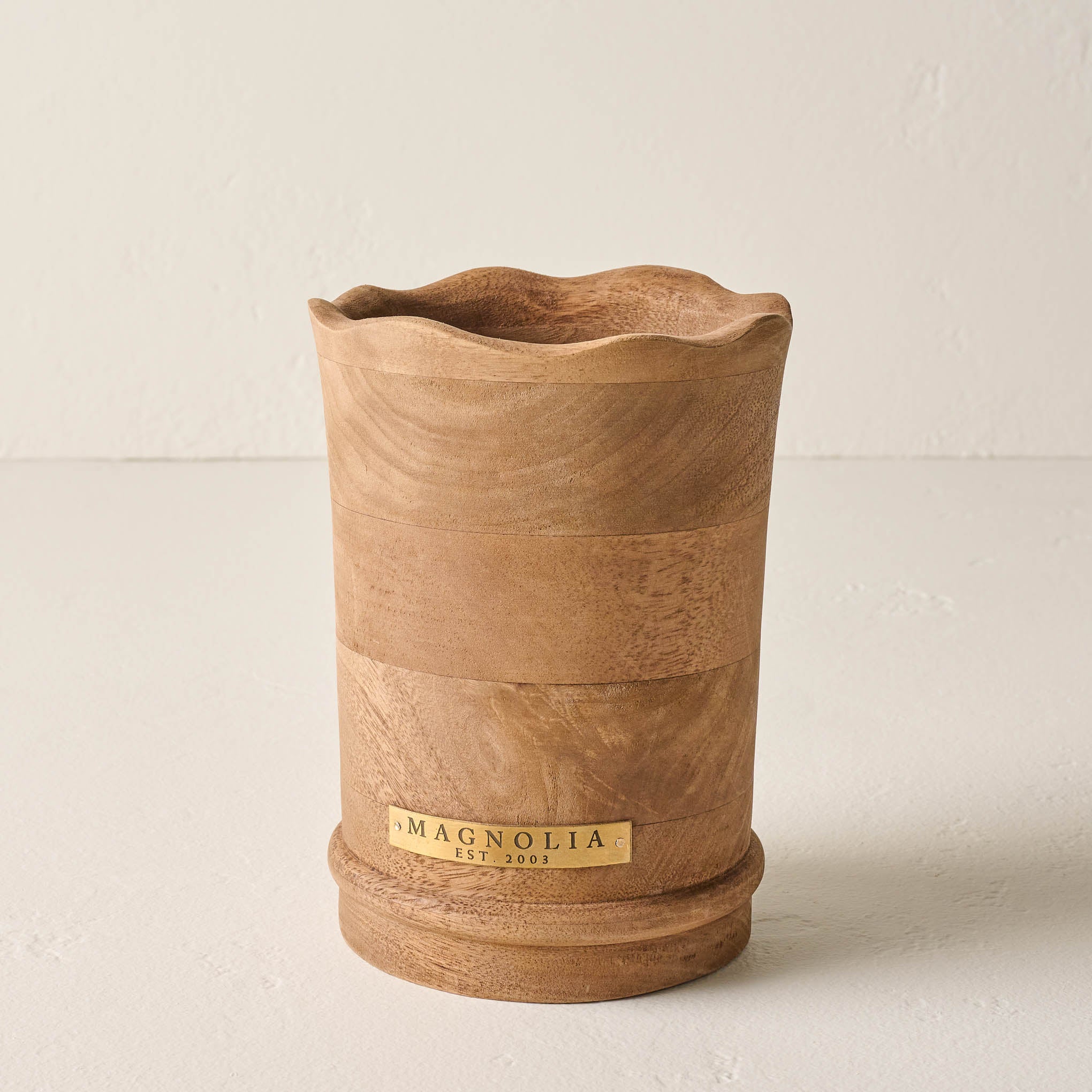 Magnoliass Antiqued Wood Utensil Holder
