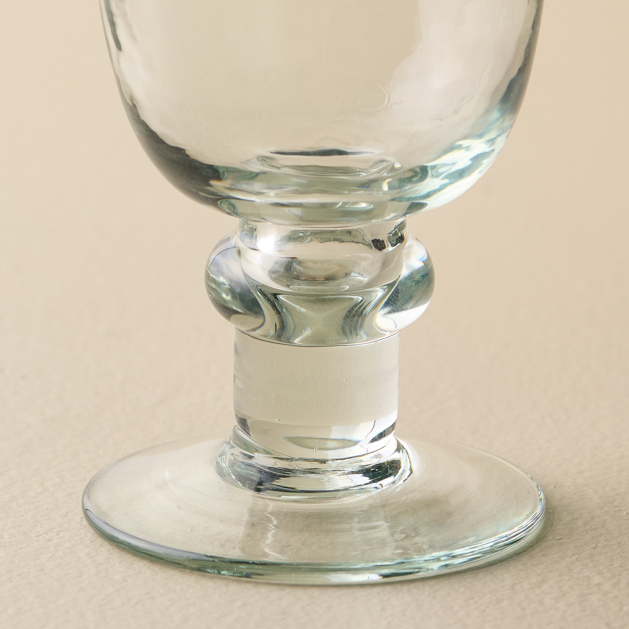 Rustic Glass Stemware close up of base of glass