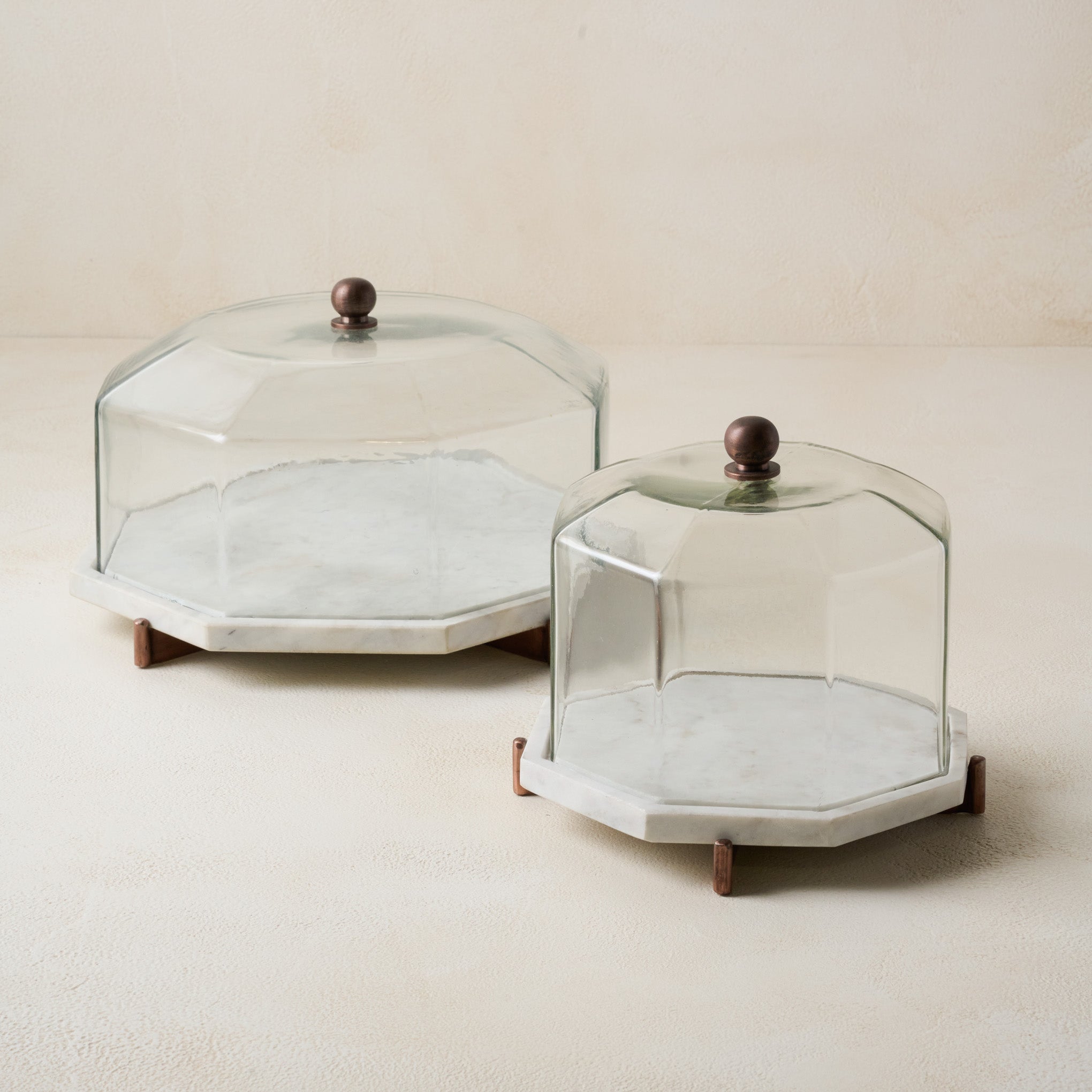 Marble and Copper Cake Stand in large and small sizes