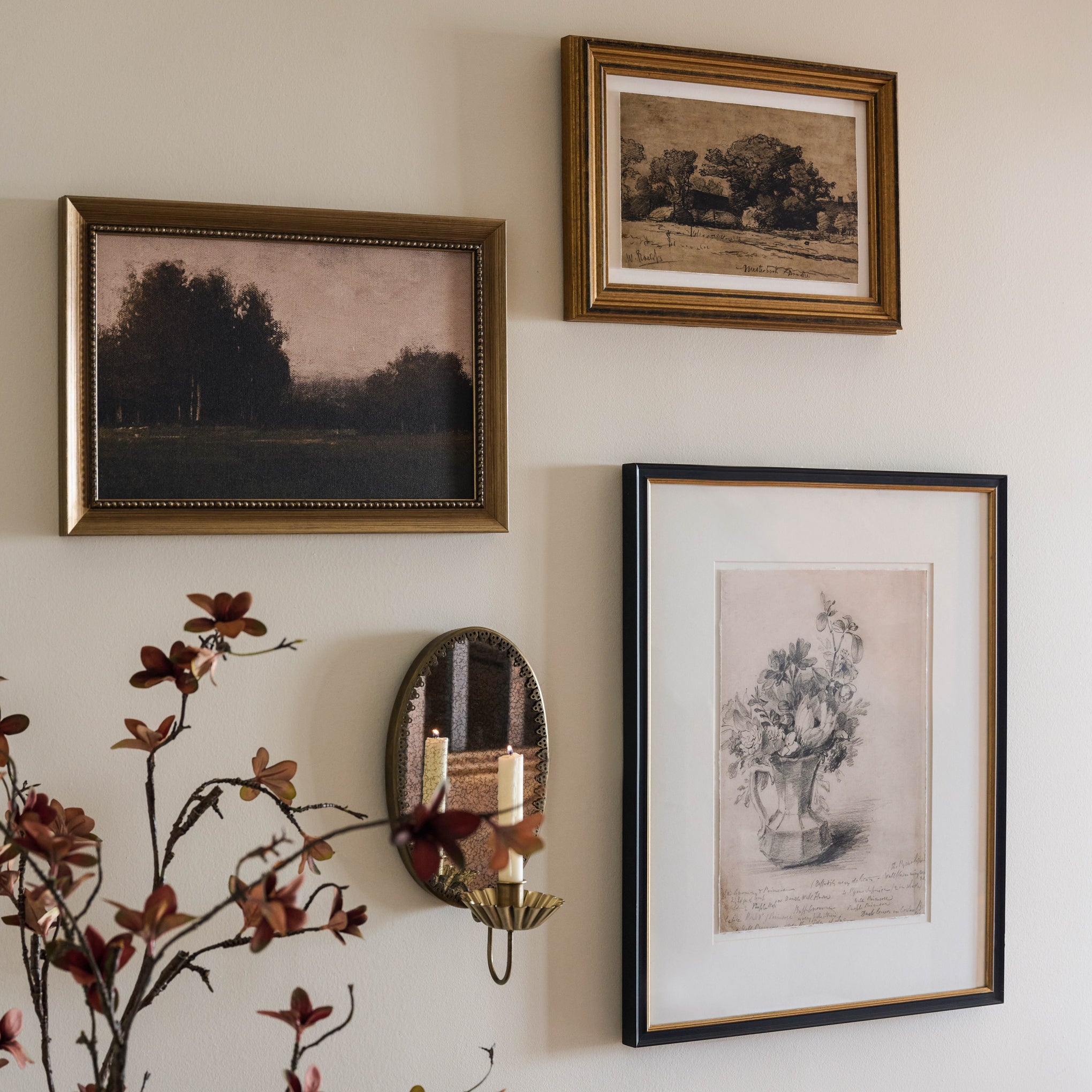 Petite Quiet Field on a wall with other art