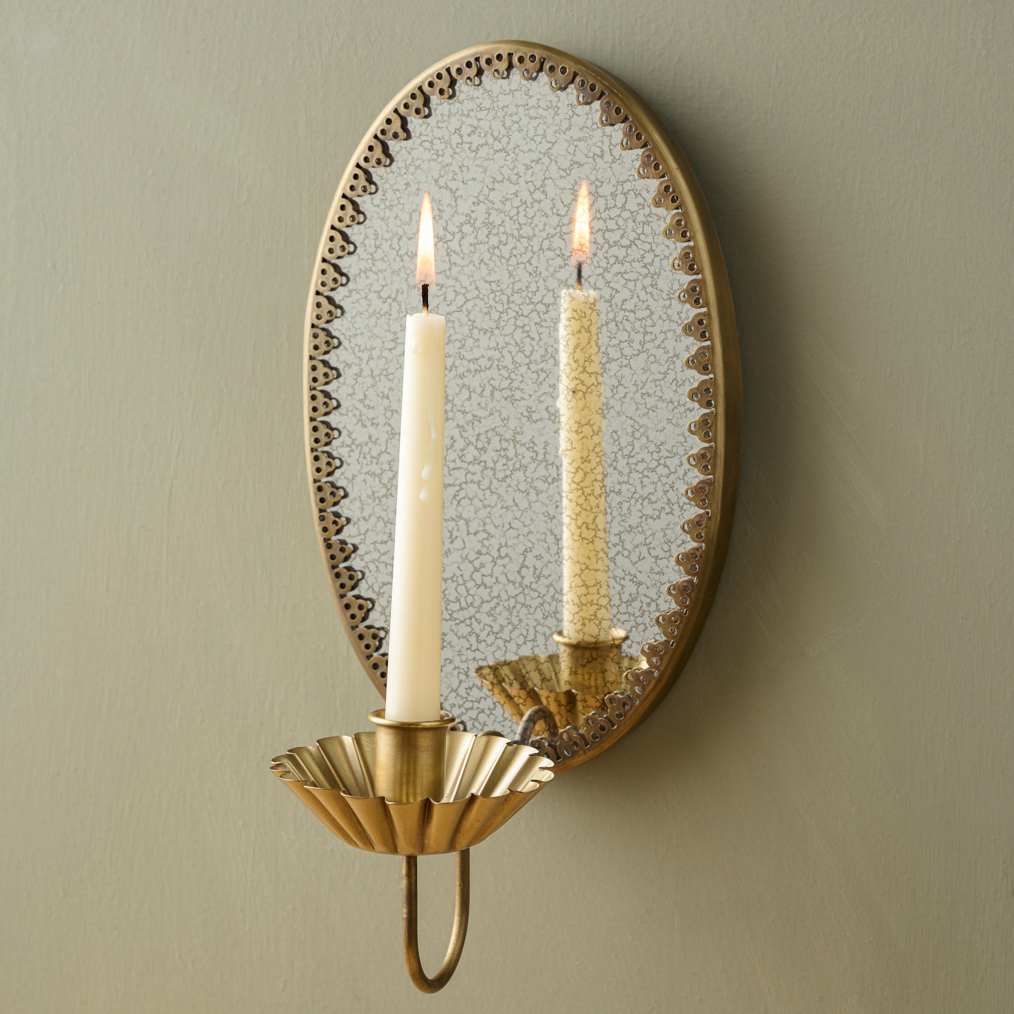 Oval Antique Mirrored Sconce