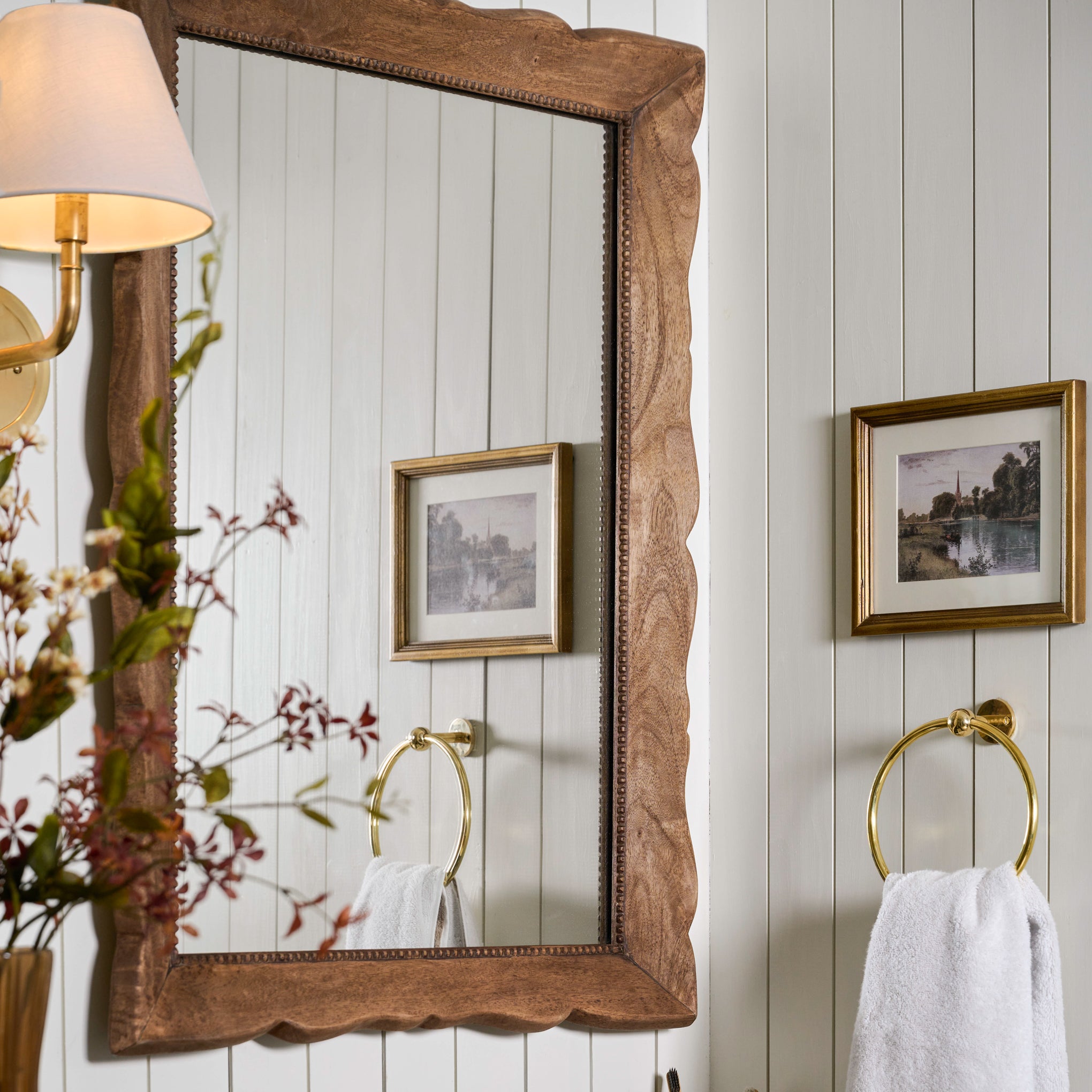 Lucy Vanity Mirror shown hung in bathroom