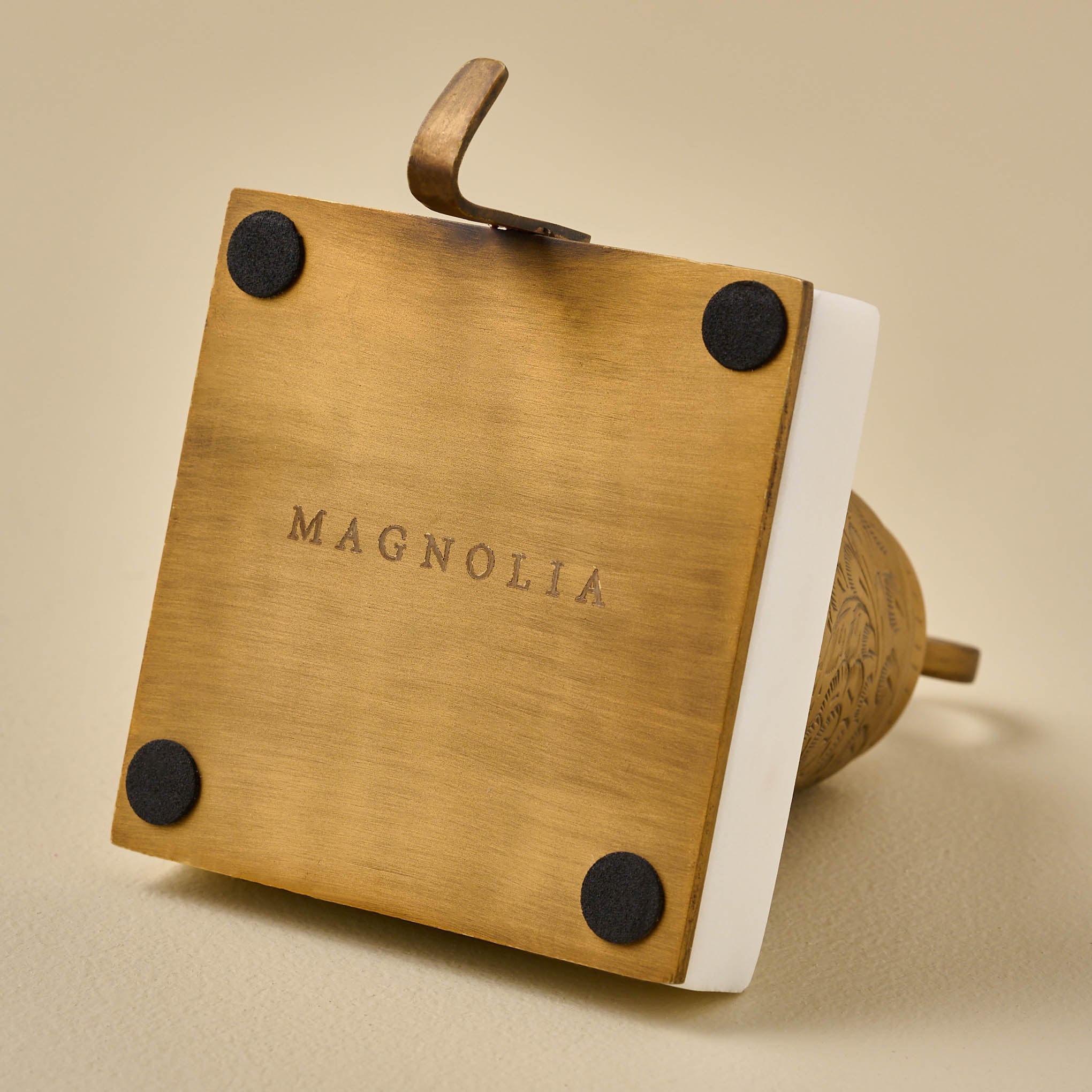 Antiqued Bell Stocking Holder Magnoliass logo on the bottom
