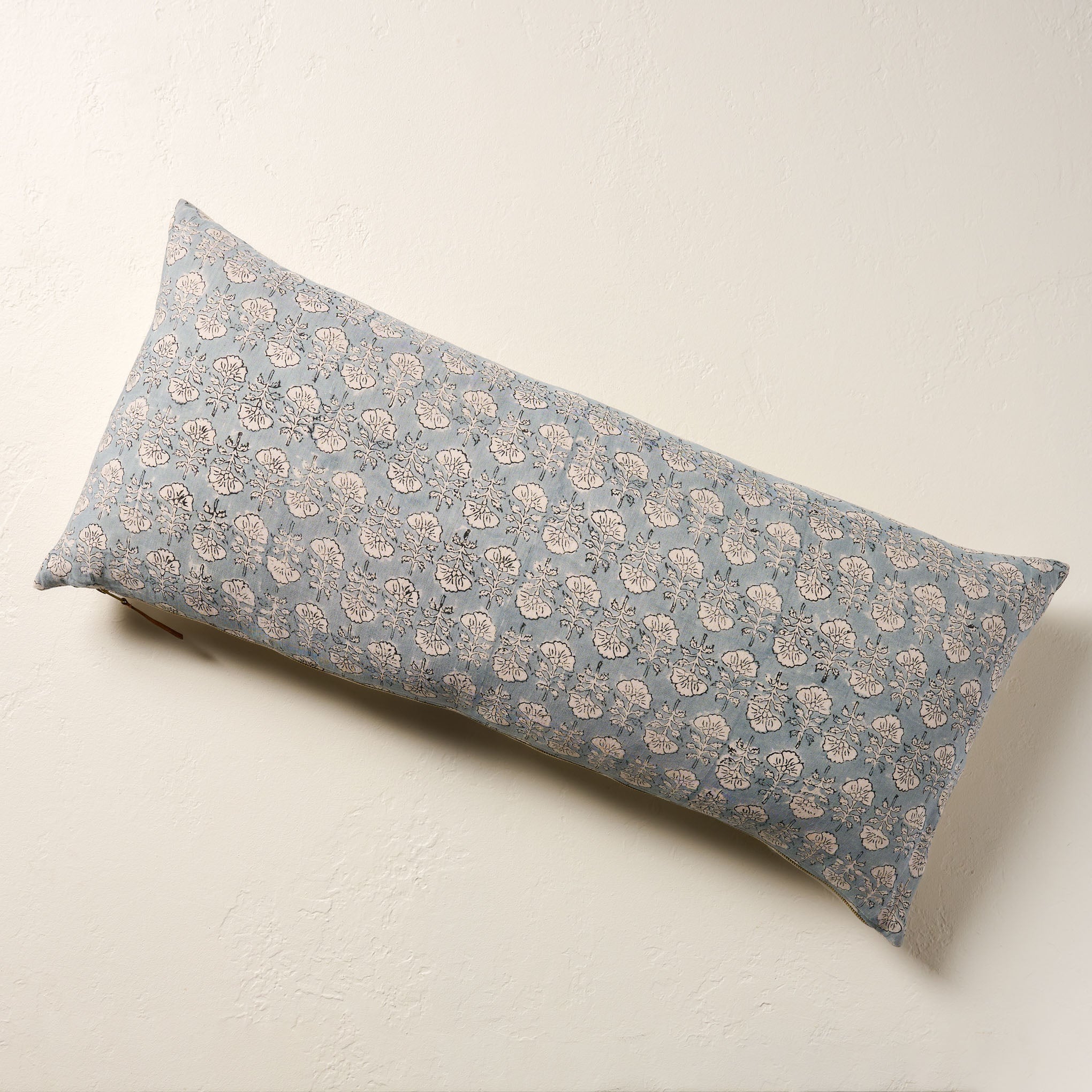 Flora Silver Blue Large Lumbar Pillow