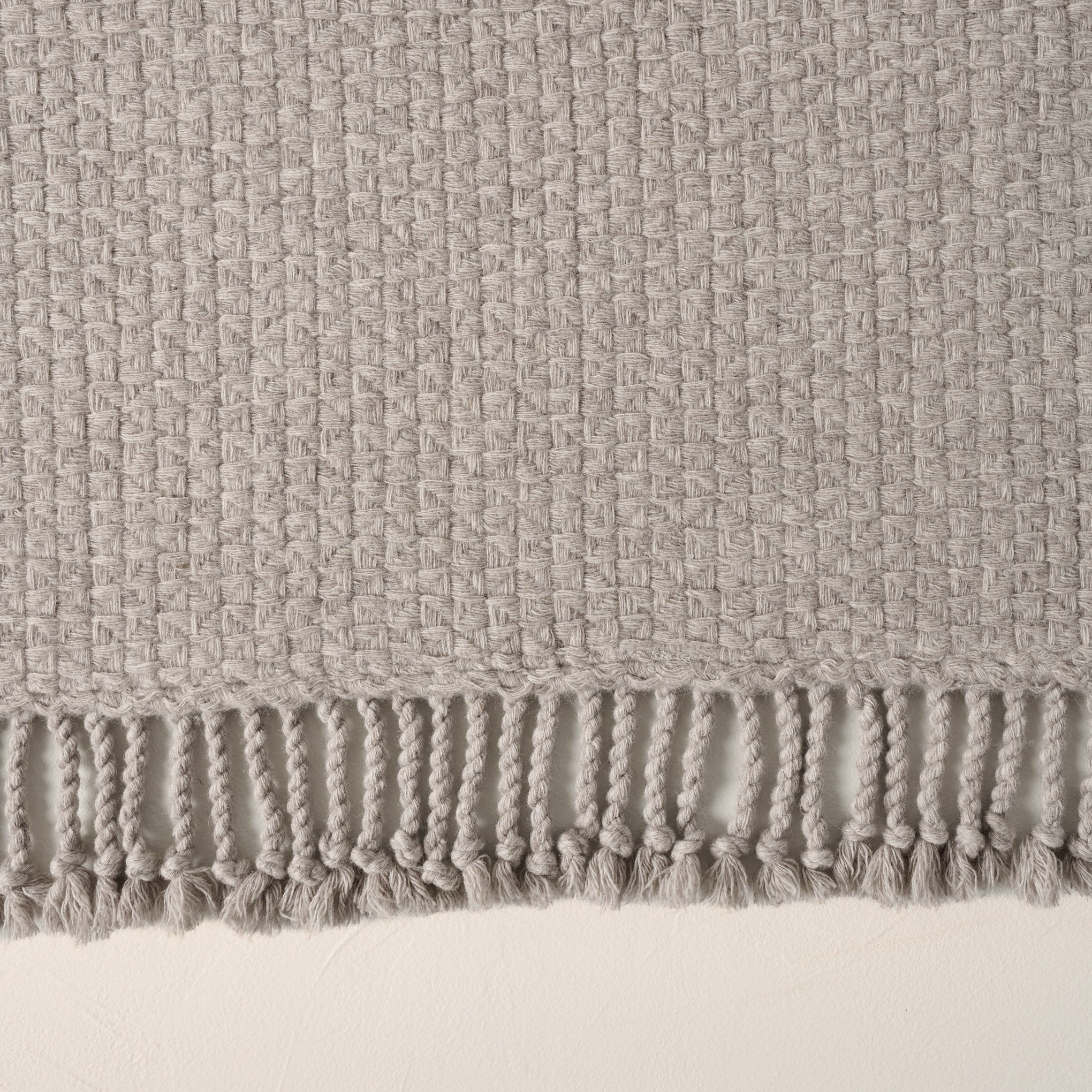 Grey Basketweave Throw shown up close