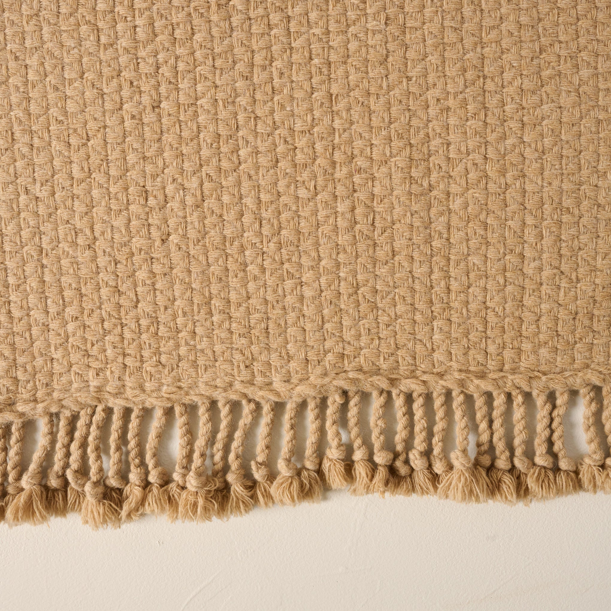 Ochre Basketweave Throw shown up close