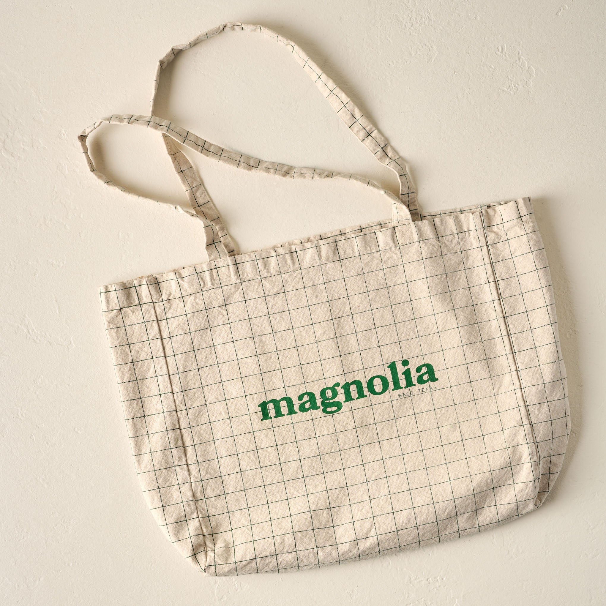 Magnoliass Green Grid Retro Tote