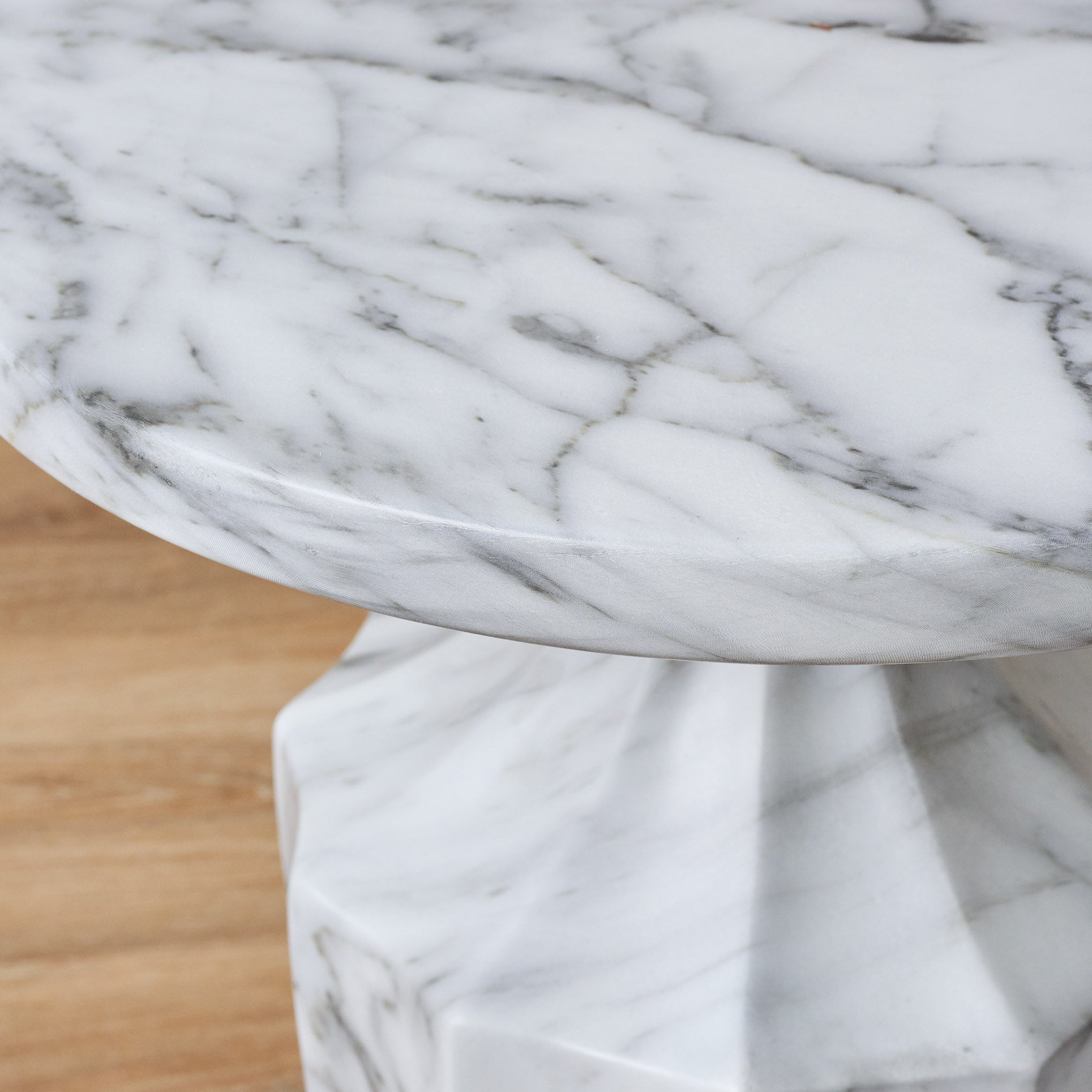 Fluted End Table top up close