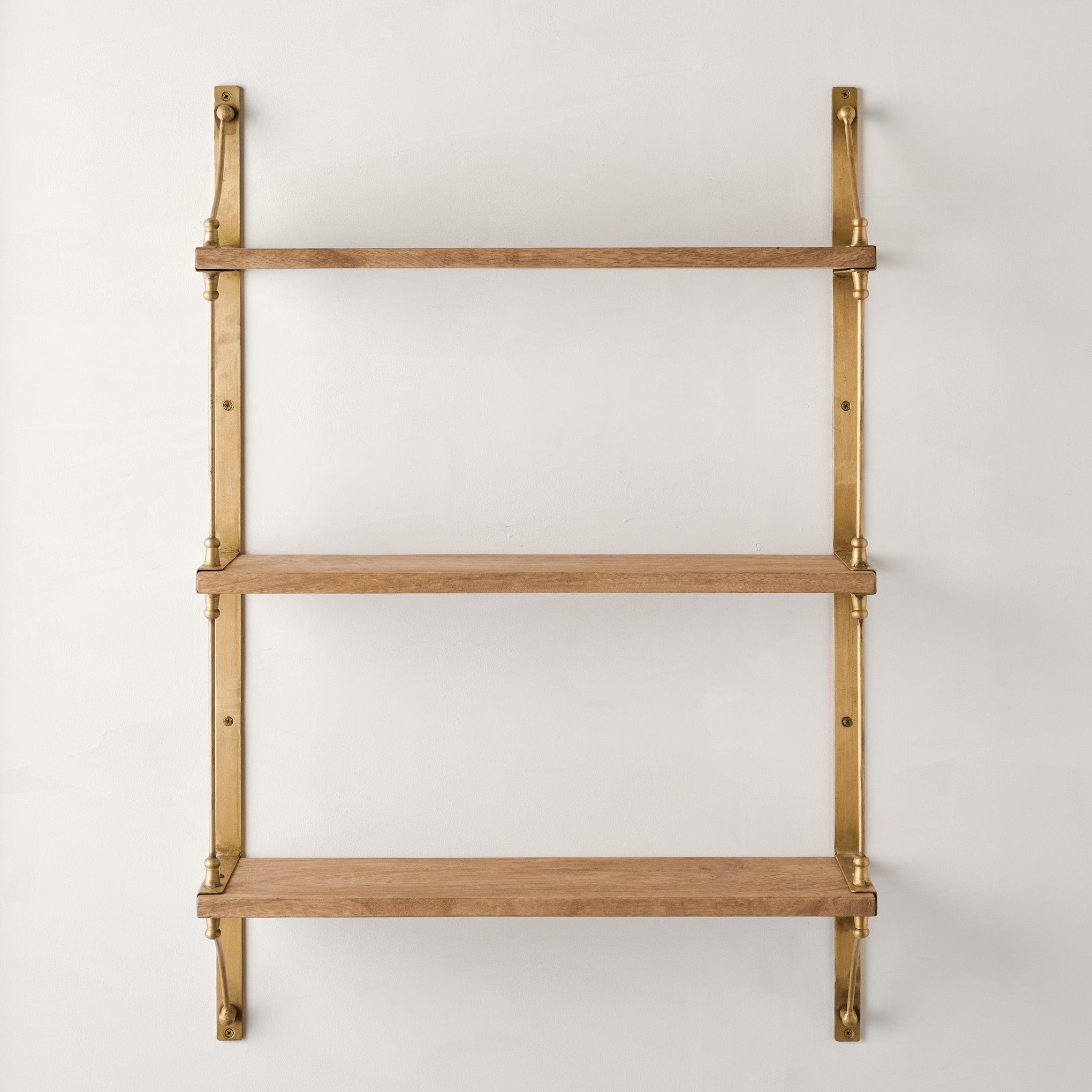 Triple Parker Brass and Wood Shelf