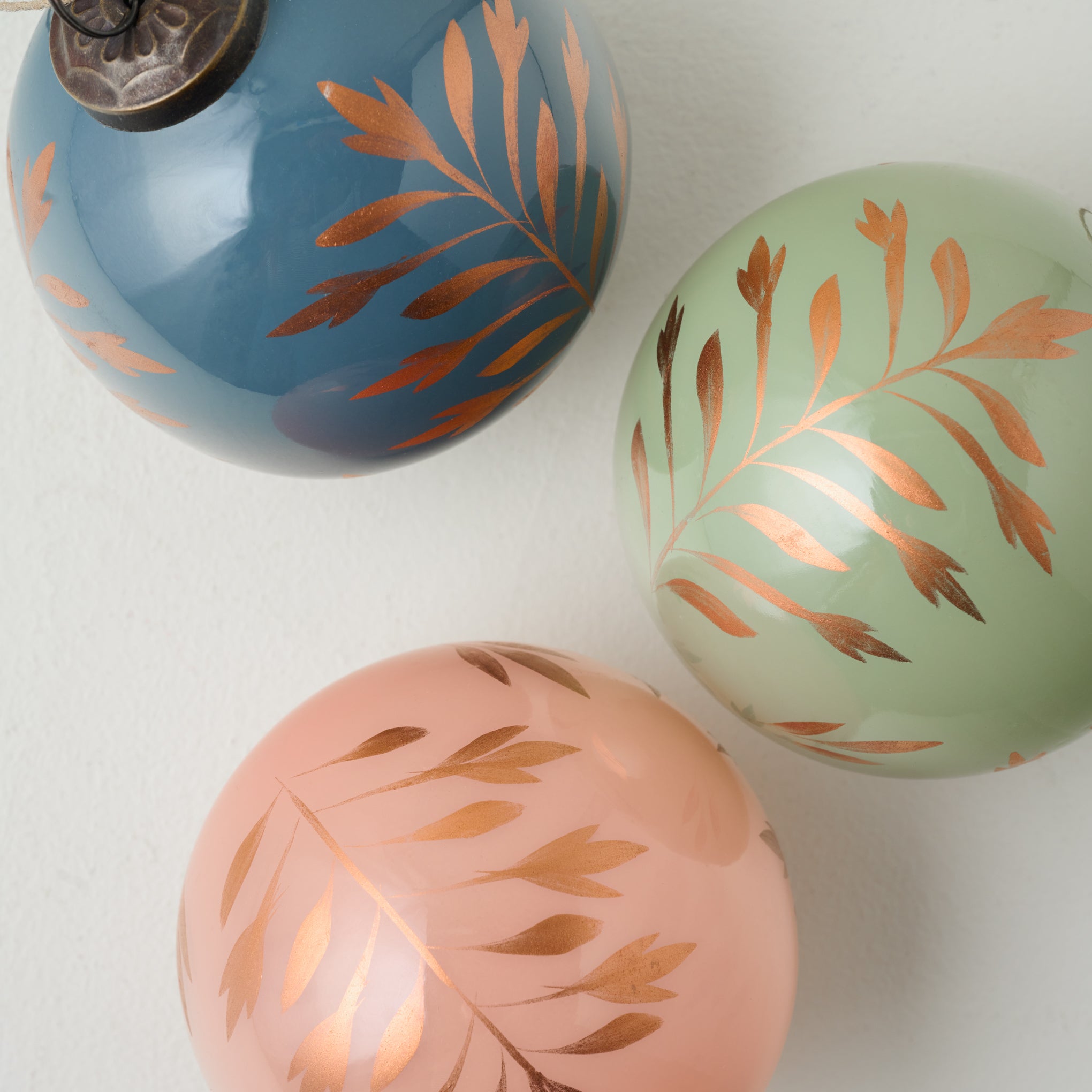 Hand-Painted Glass Ornament, Set of 6 up close