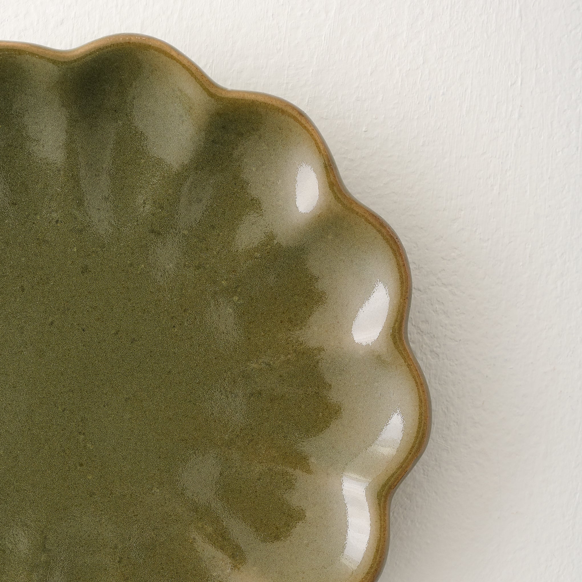 Sage Scalloped Edge Coaster up close