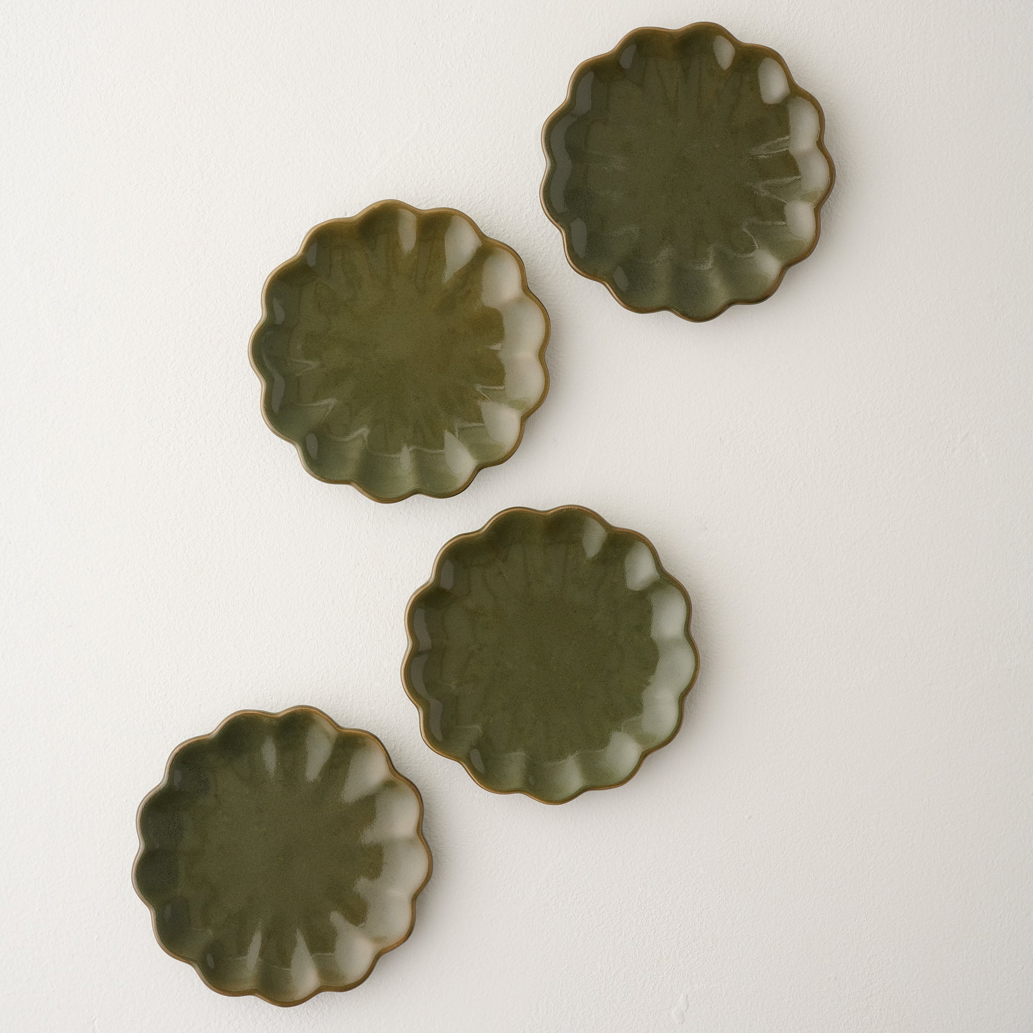 Sage Scalloped Edge Coaster Set of Four