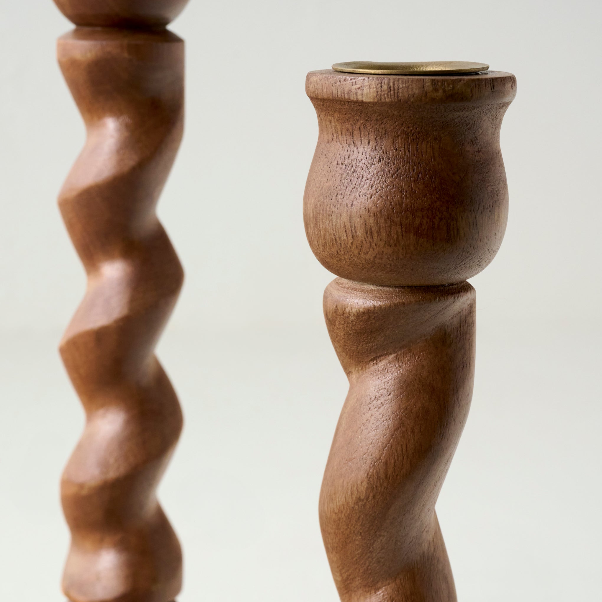 Wooden Barley Twist Taper Holder up close