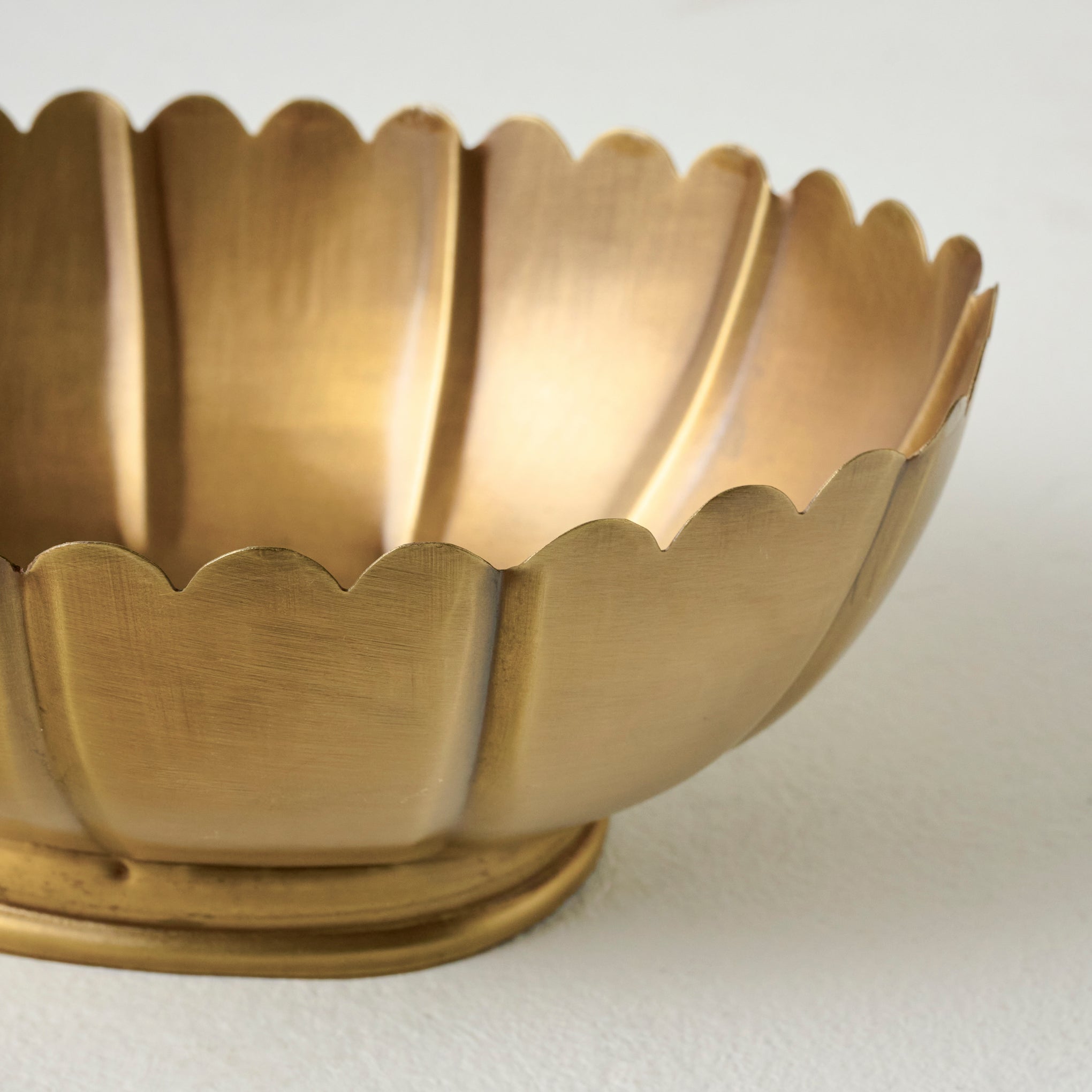 Palmer Brass Scalloped Bowl up close