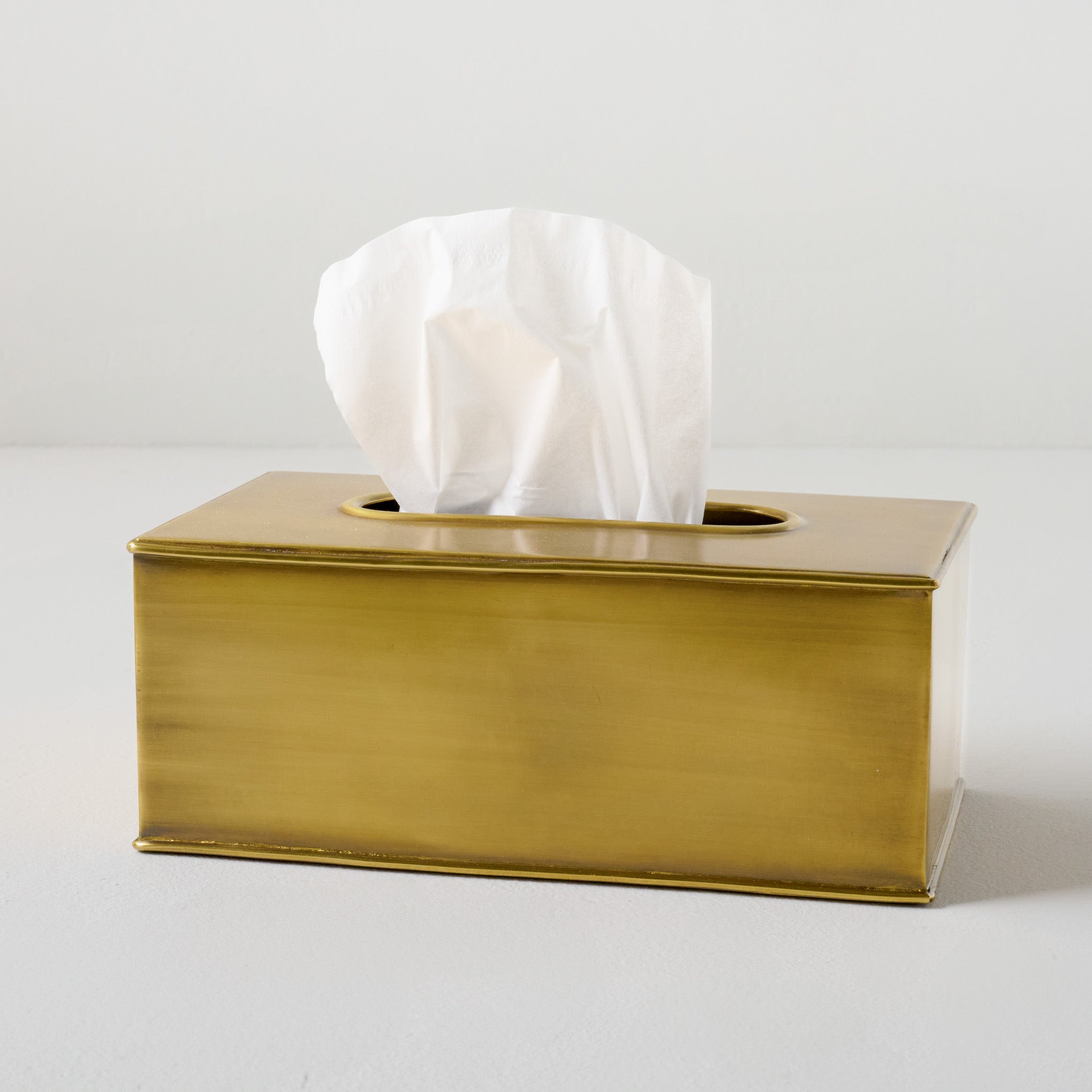 Antiqued Brass Tissue Box Cover